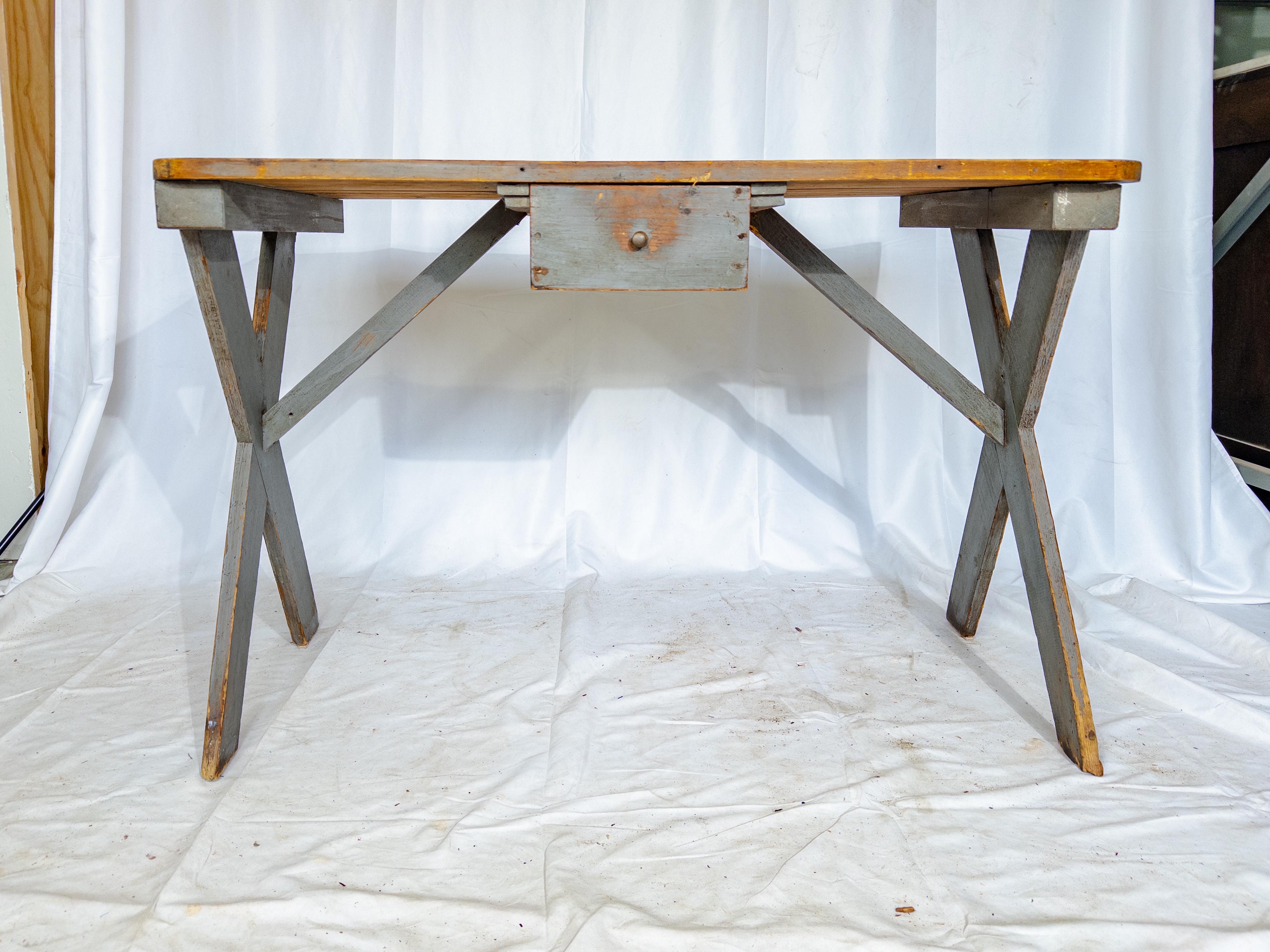 Painted Early 20th Century Swedish Farm Table For Sale