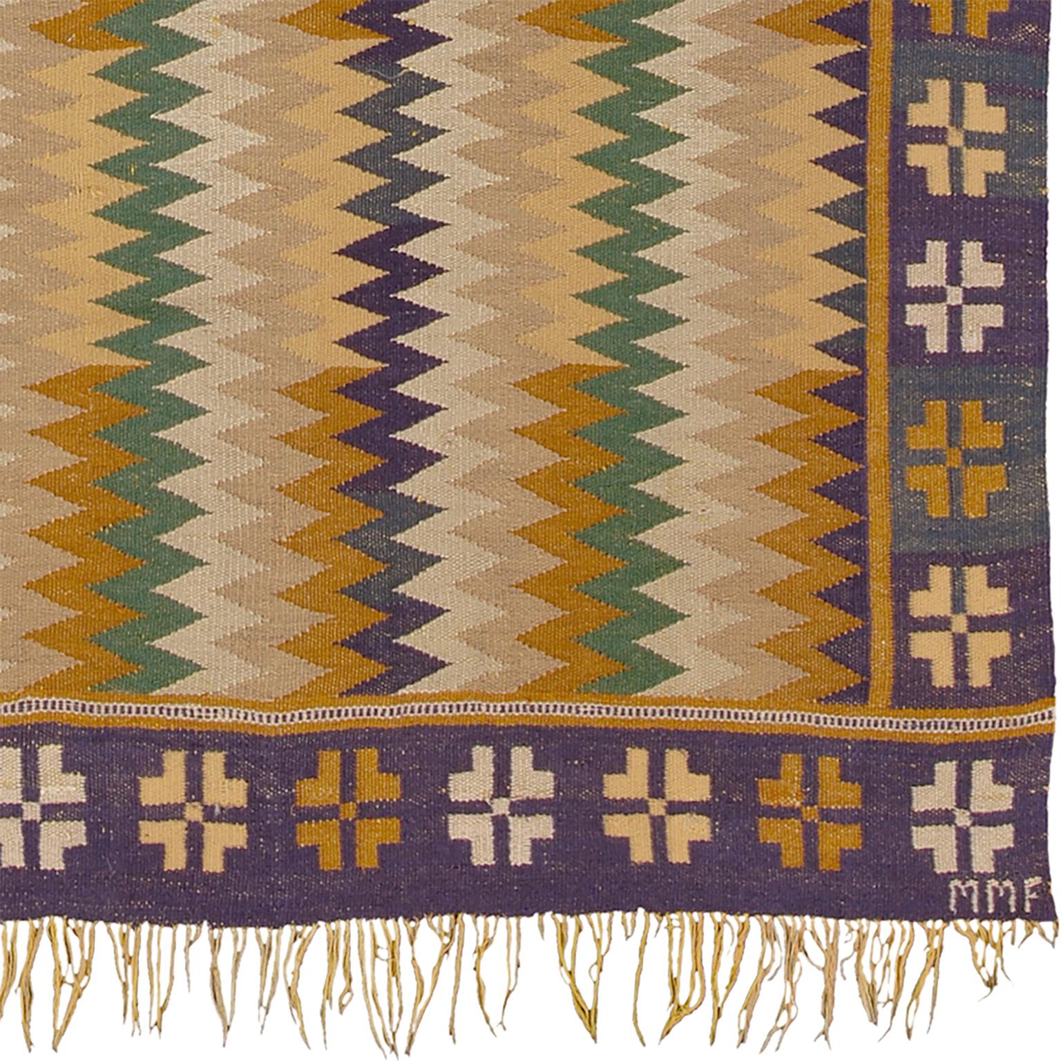 Schwedischer Flachgewebe-Teppich des frühen 20. Jahrhunderts von Märta Måås-Fjetterström (Skandinavische Moderne) im Angebot