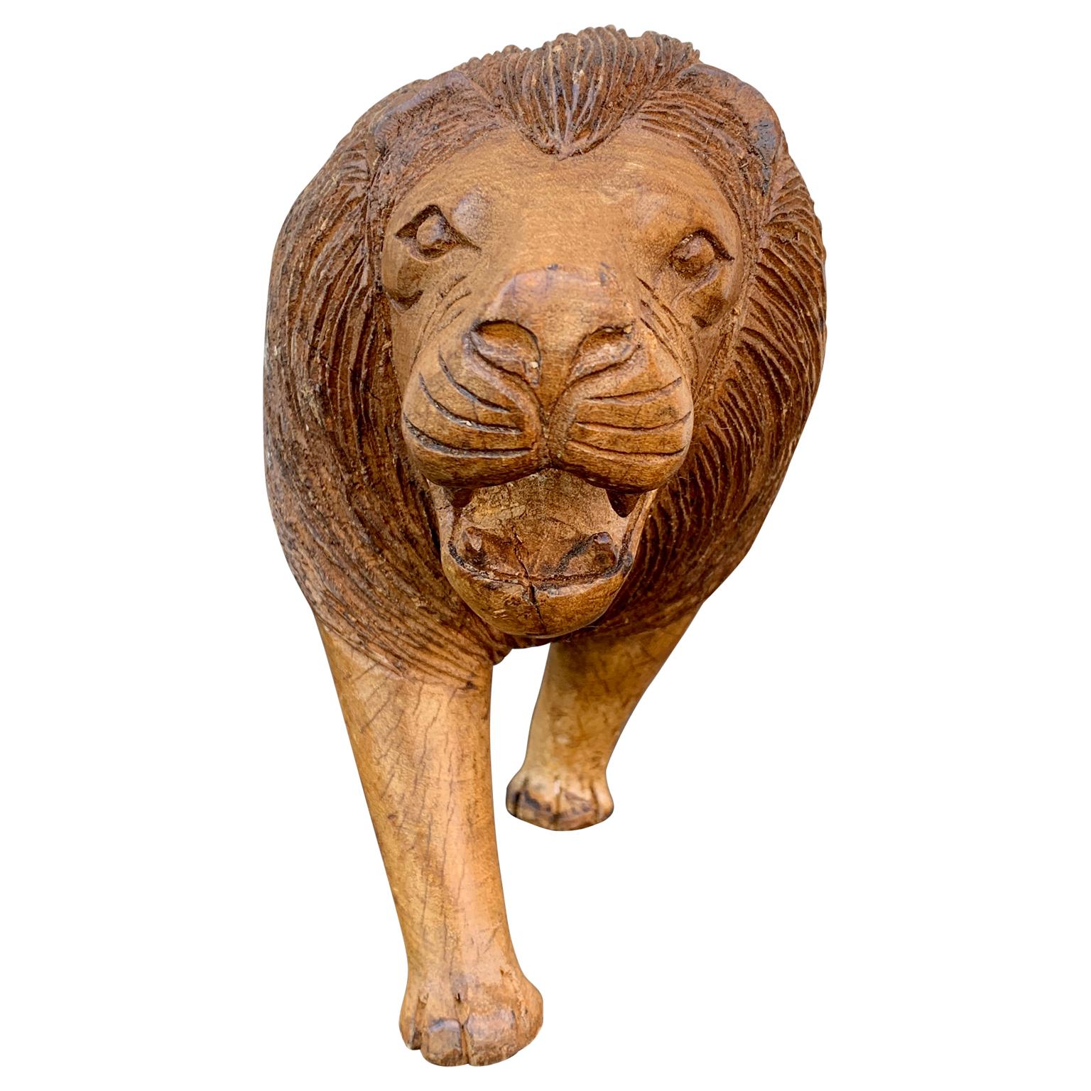 Wood Early 20th Century Swedish Folk Art Sculpture of a Lion