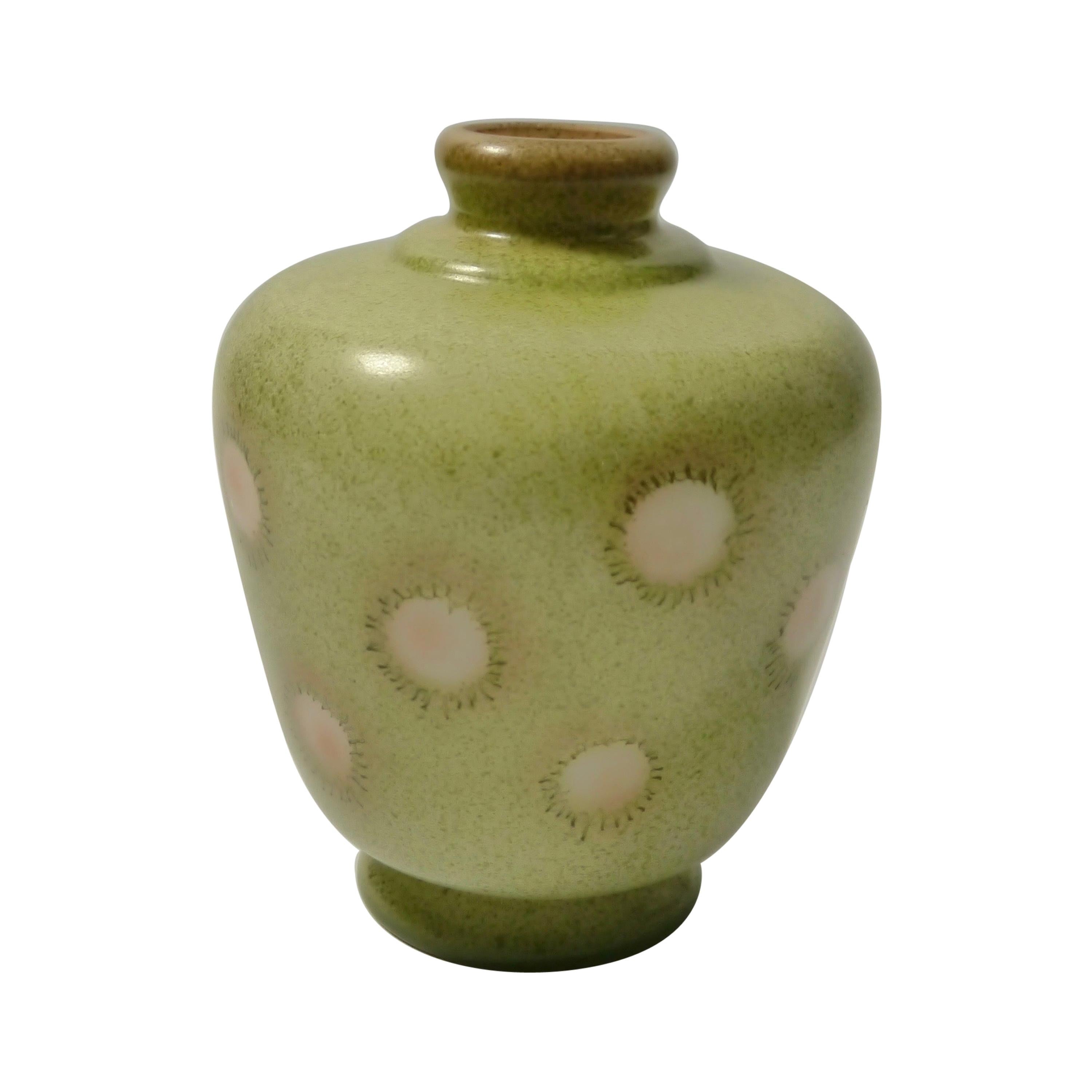 Early 20th Century Swedish Grace Mint Green Glass Vase For Sale