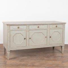 Early 20th Century Swedish Gustavian Style Gray Painted Sideboard Buffet