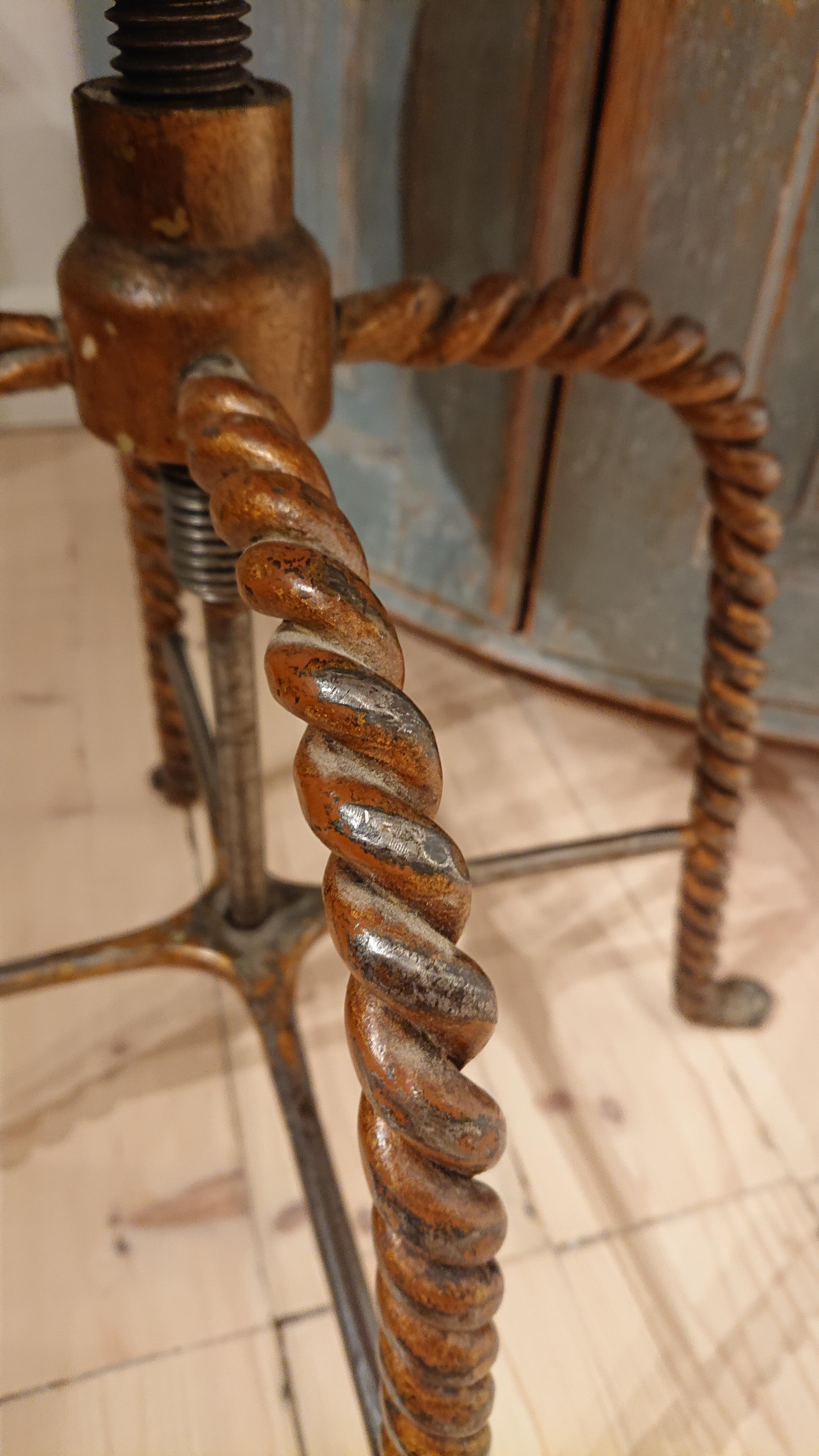 Early 20th Century Swedish Iron Industrial Stool Swedish Antiques For Sale 7