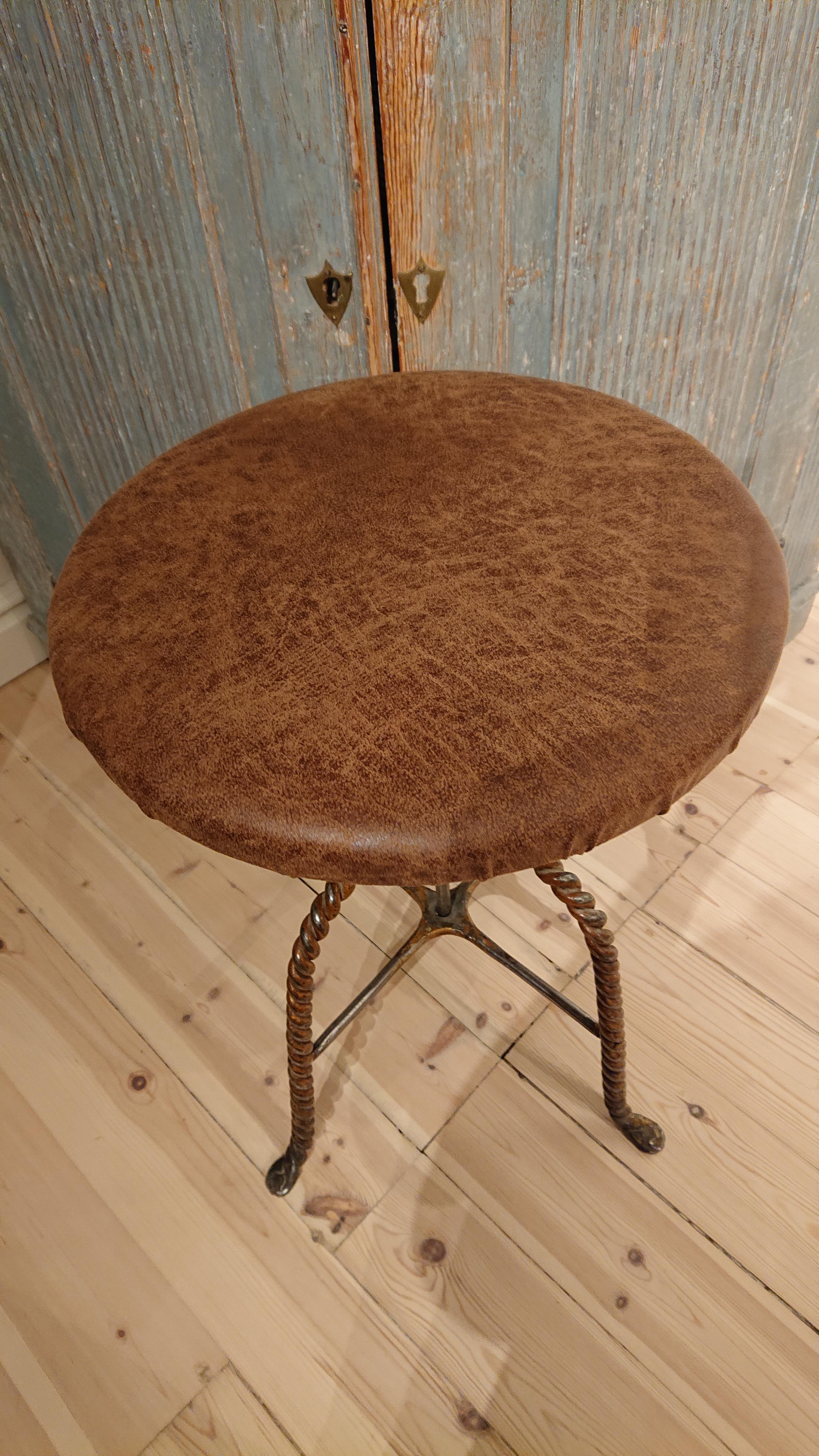 Early 20th Century Swedish Iron Industrial Stool Swedish Antiques For Sale 1