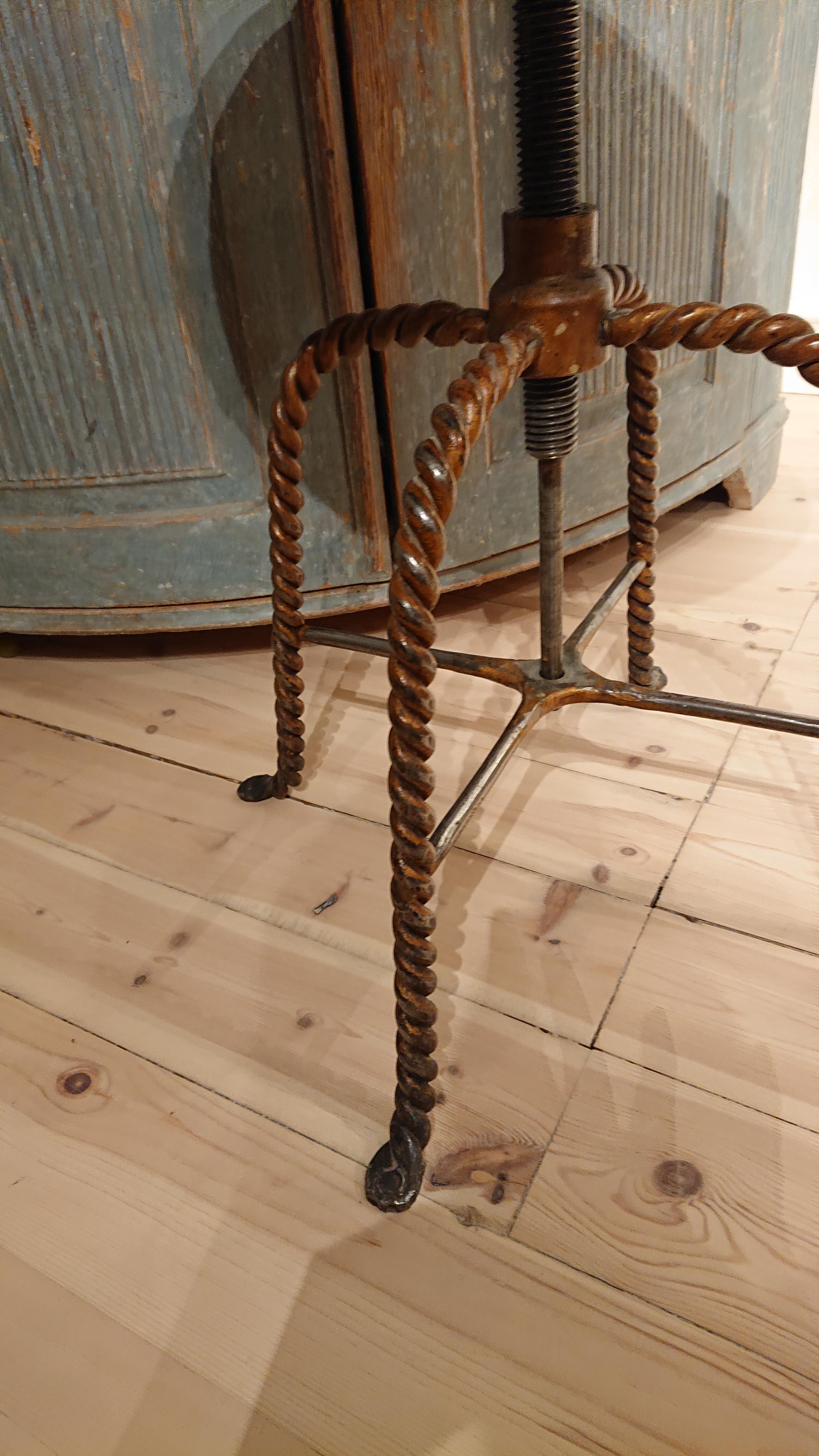 Early 20th Century Swedish Iron Industrial Stool Swedish Antiques For Sale 5