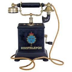 Early 20th century Swedish metal telephone by Rikstelefon