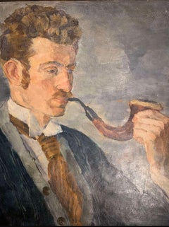 Óleo sueco sobre lienzo de principios del siglo XX, de Albert Hoffsten (1887-1927)