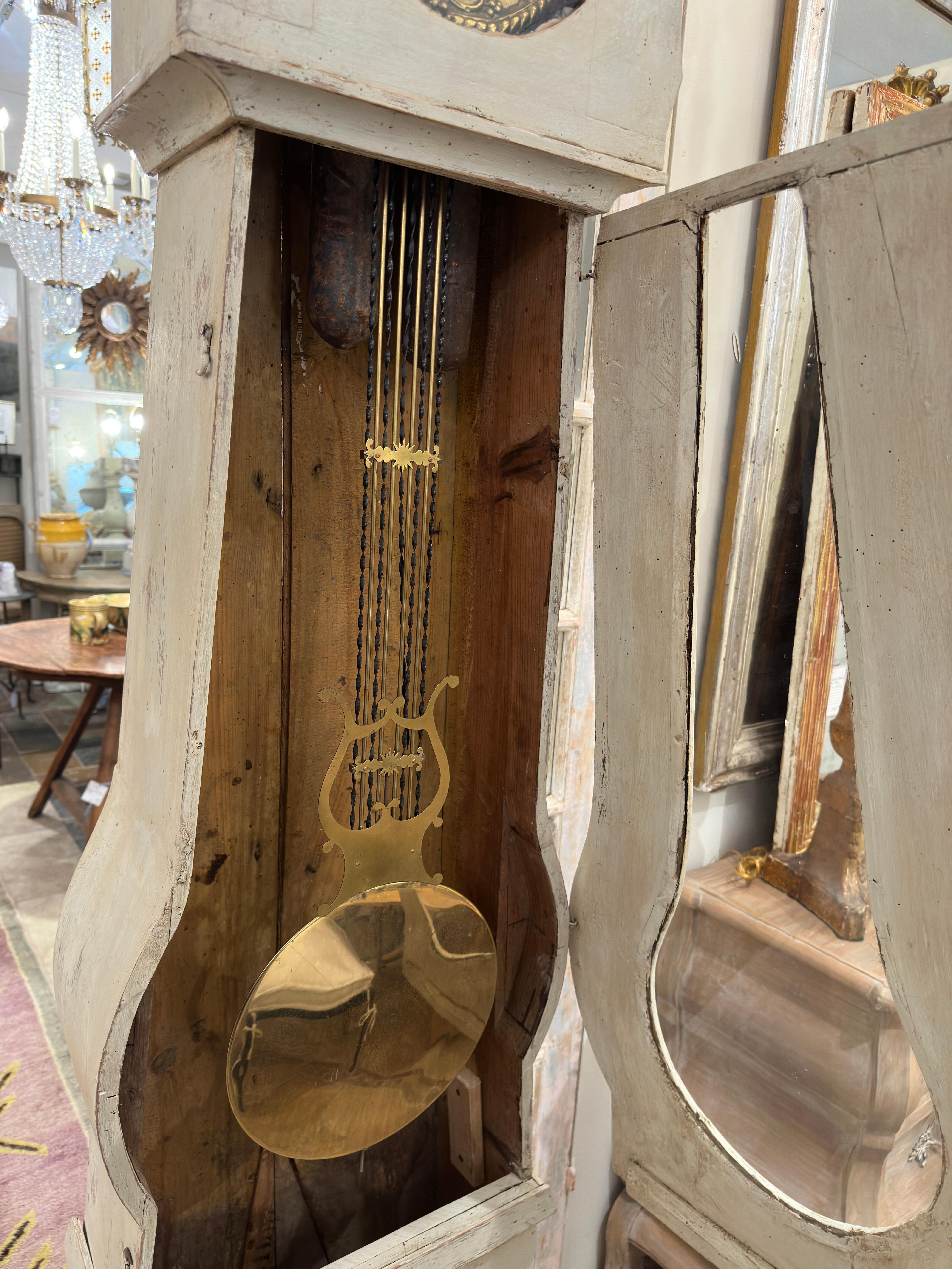 Early 20th Century Swedish Painted Grandfather Clock For Sale 2