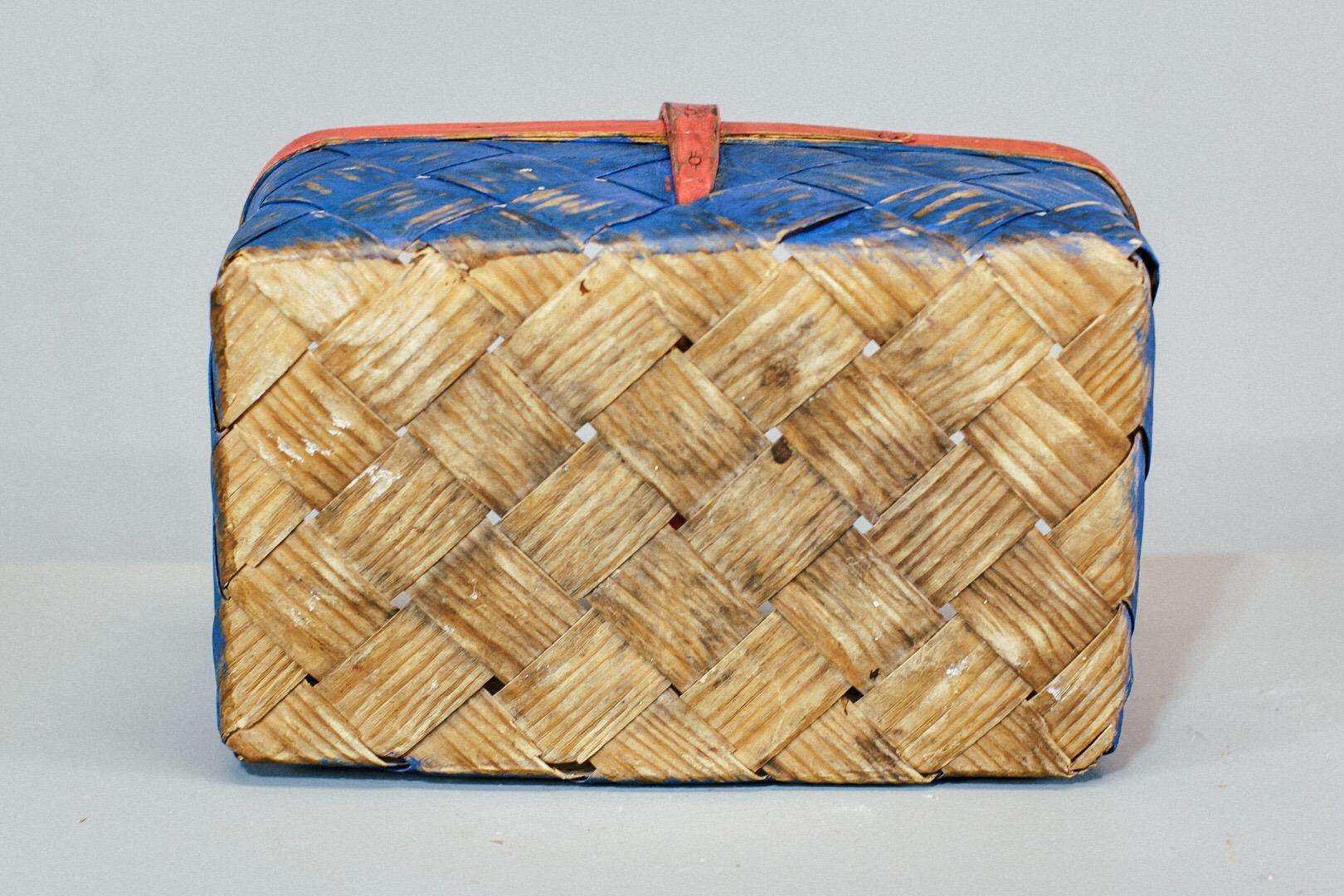 Early 20th Century Swedish Painted Woven Basket 1