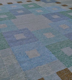 Early 20th Century Swedish Hand-Woven Wool Rug, Art Deco Style