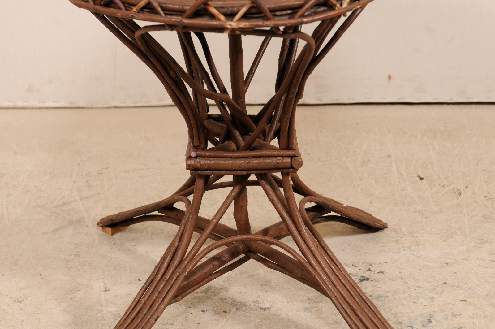Early 20th Century Swedish Wood Twig and Reed Round Side Table 7