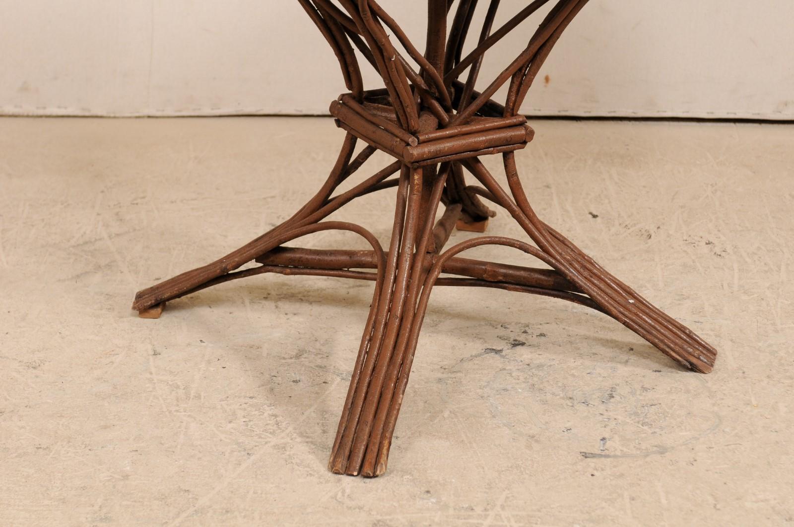 Early 20th Century Swedish Wood Twig and Reed Round Side Table 8