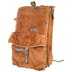 Antique Early 20th Century Swiss Army Cowhide Backpack, circa 1945