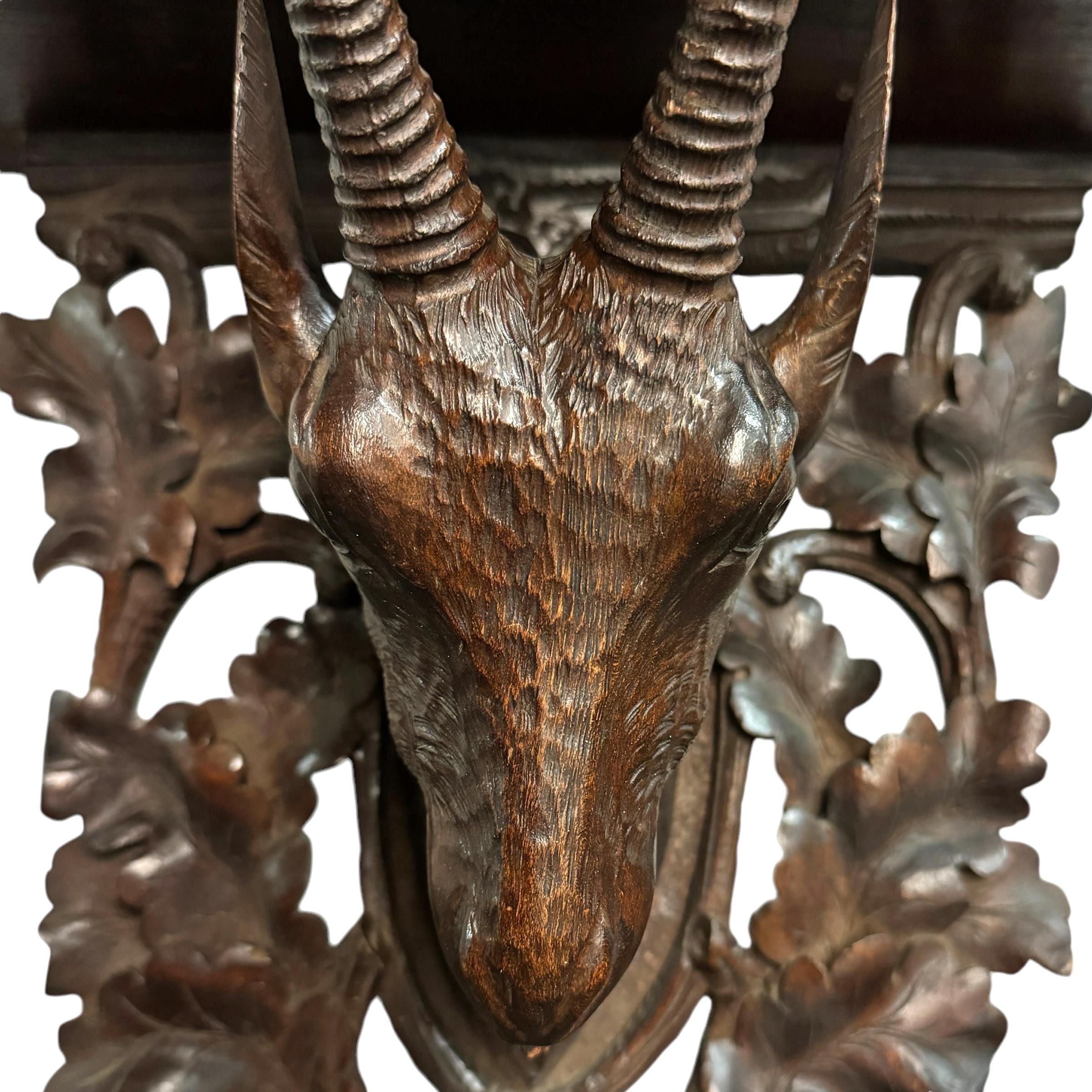 Early 20th Century Swiss Black Forest Chamois Wall Bracket 1