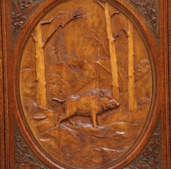 Early 20th Century Swiss Carved Oak Panel