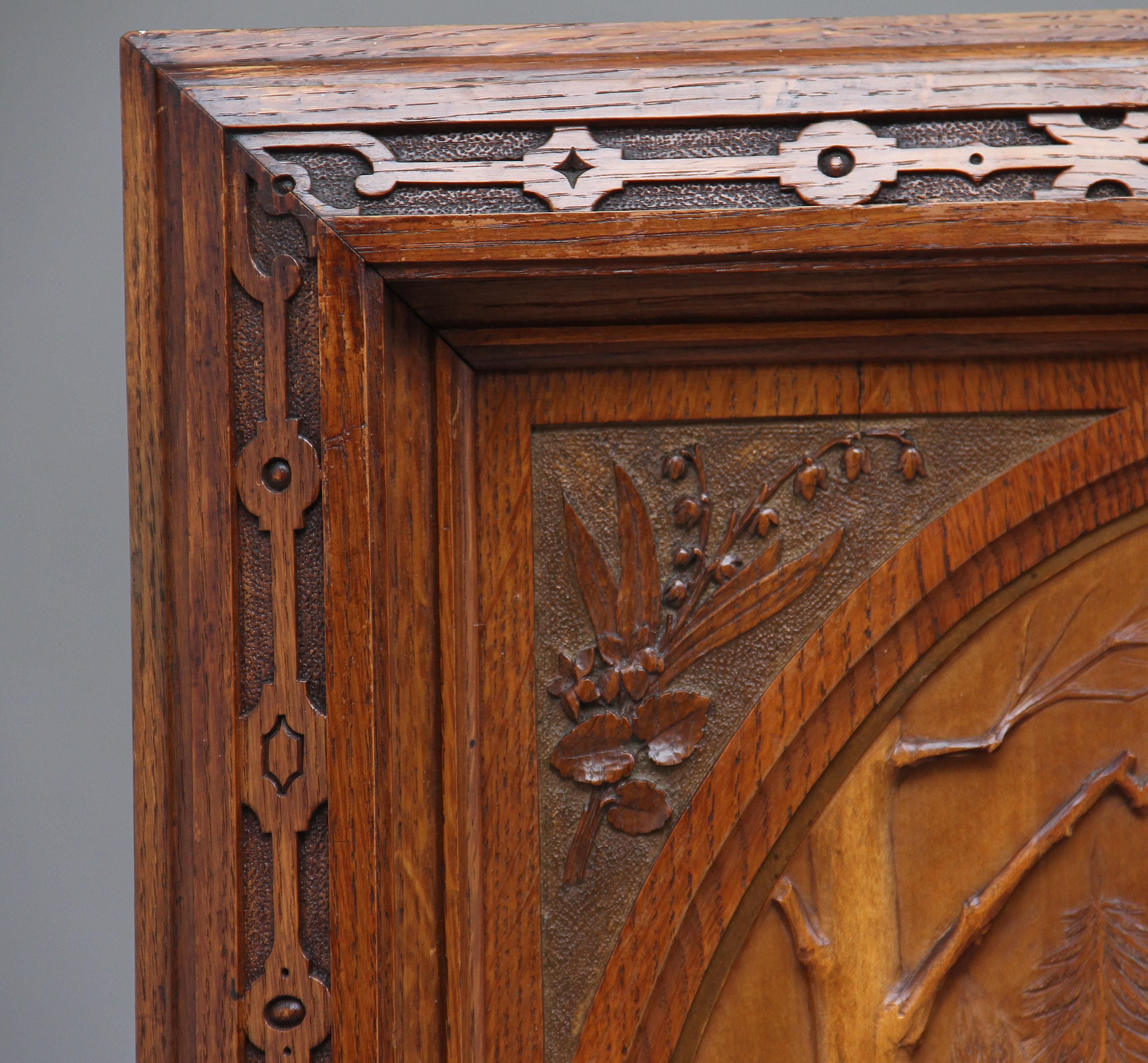 Early 20th Century Swiss Carved Oak Panel 1