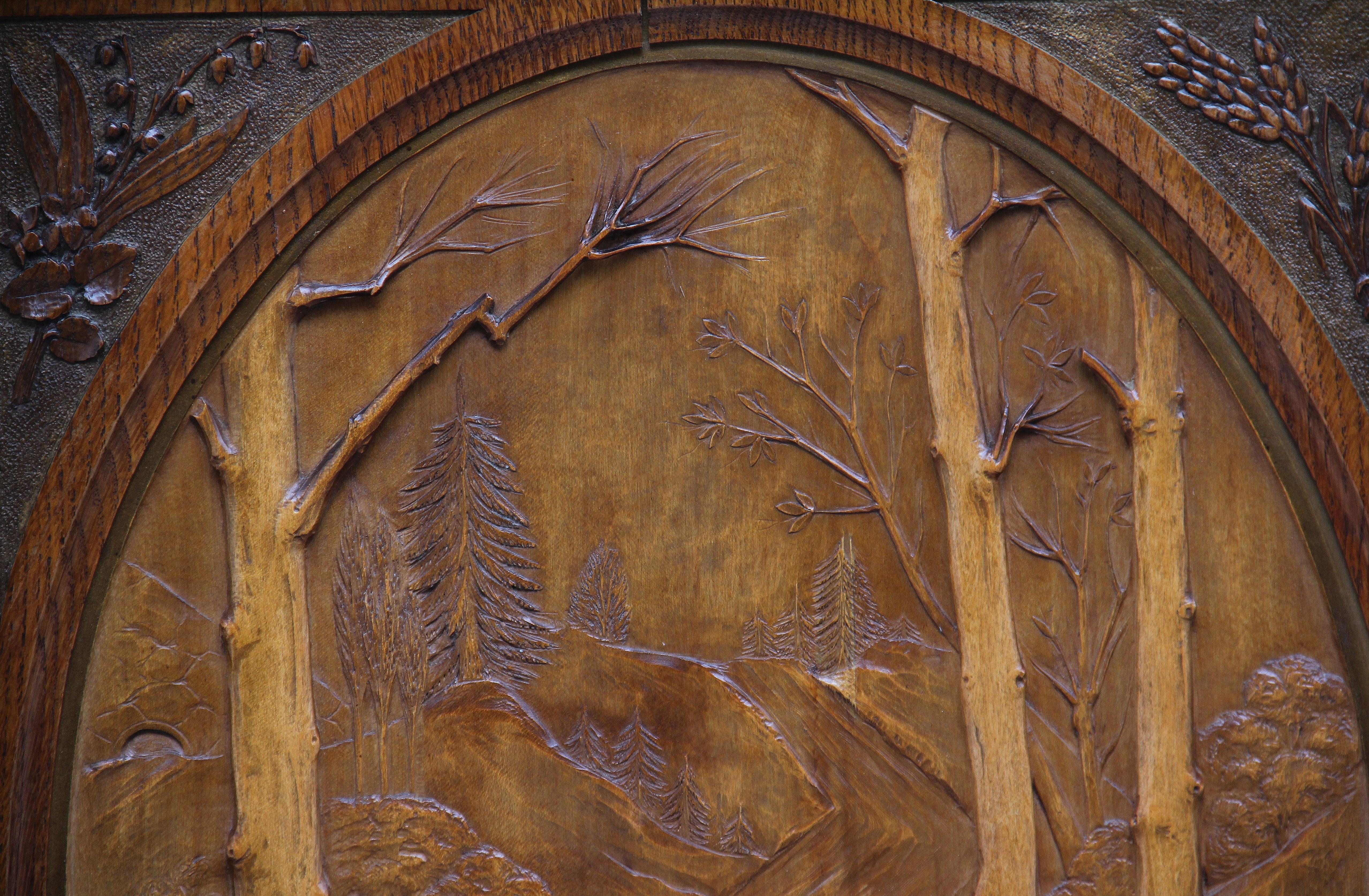 Early 20th Century Swiss Carved Oak Panel 4
