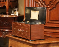 Early 20th Century Swiss Tulipwood Inlaid and Ebonized Zither Cylinder Music Box
