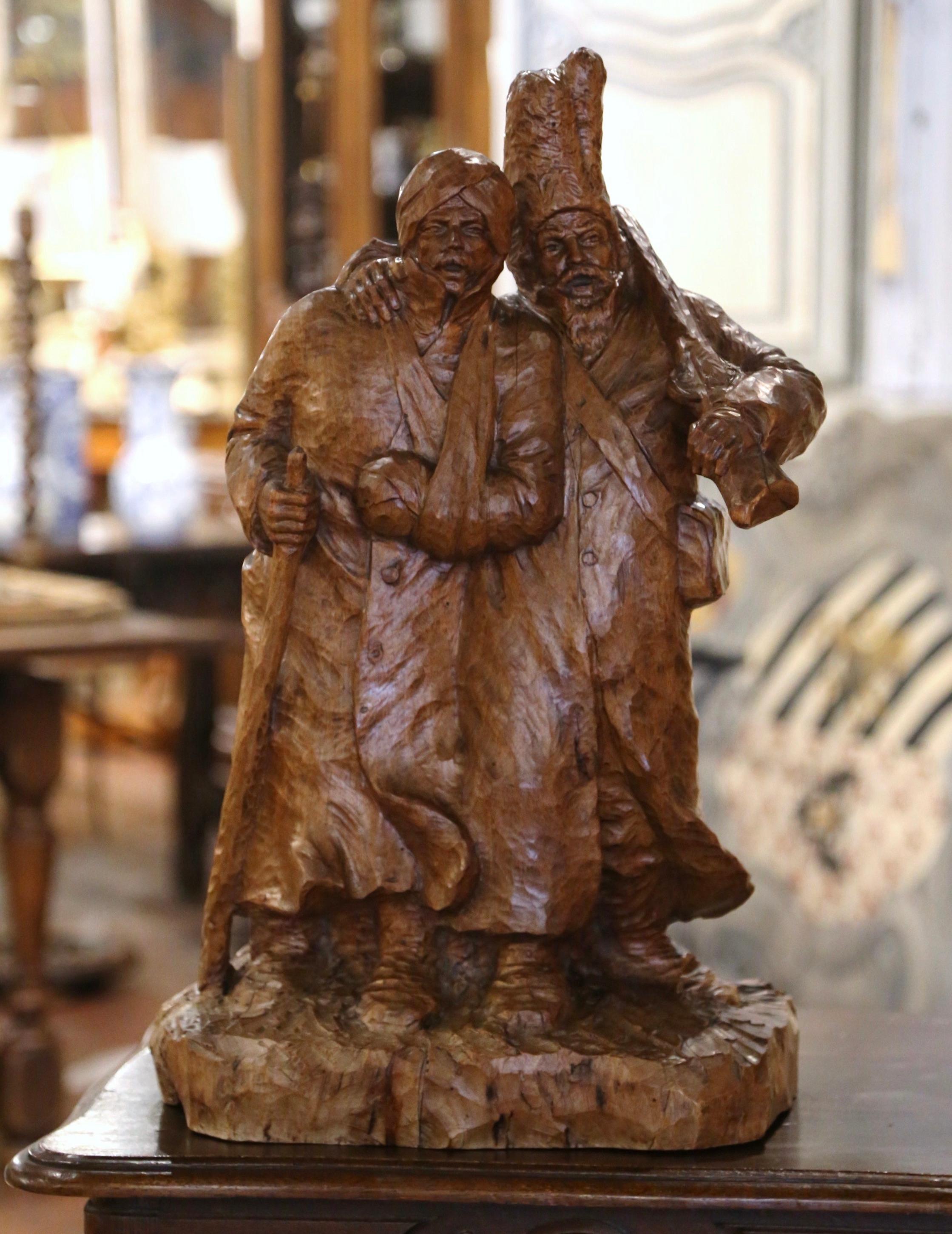 20ième siècle Composition sculpturale en noyer suisse du début du 20e siècle signée Carl Binder en vente