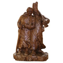 Early 20th Century Swiss Walnut Sculpture Composition Signed Carl Binder