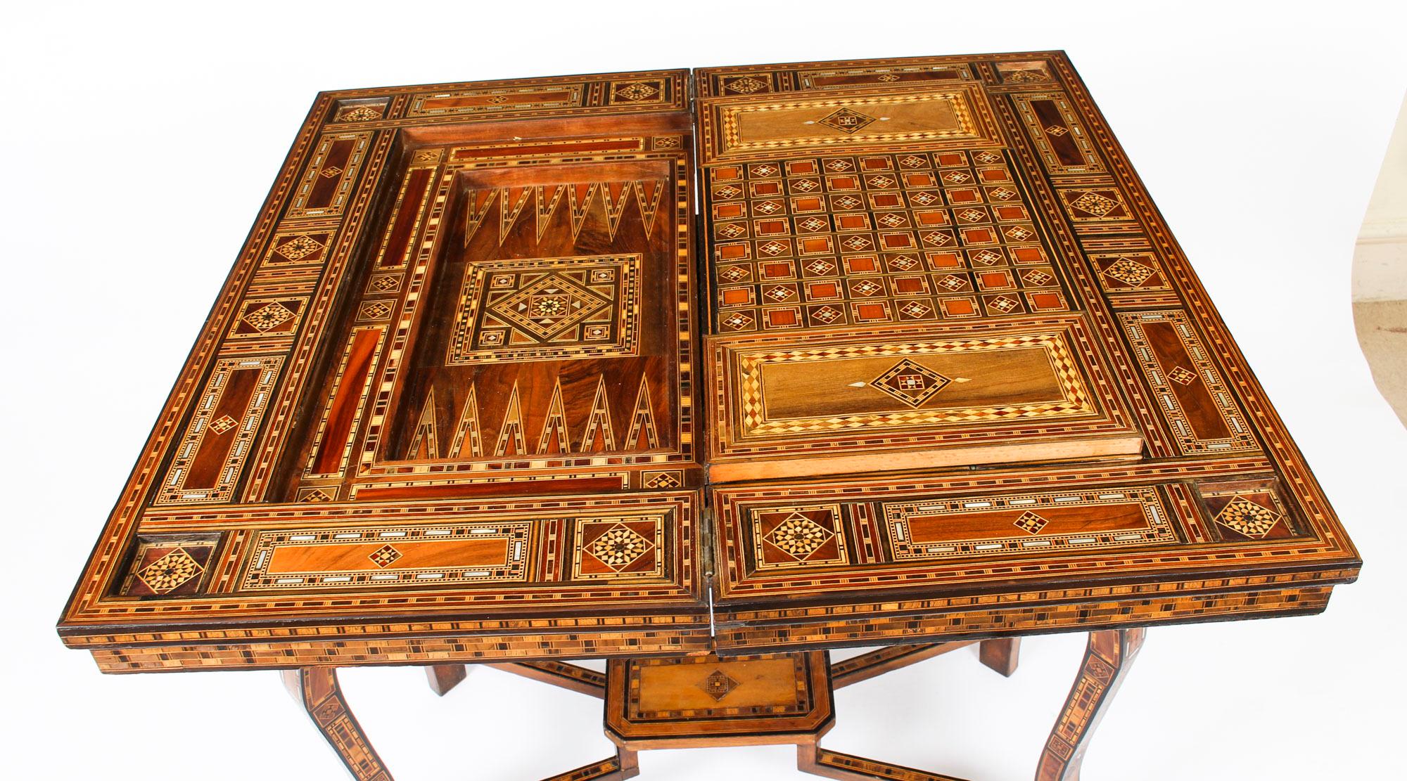 Early 20th Century Syrian Damascus Inlaid Card, Chess, Backgammon, Games Table 7