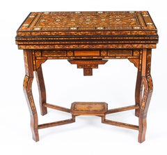 Early 20th Century Syrian Damascus Inlaid Card, Chess, Backgammon, Games Table