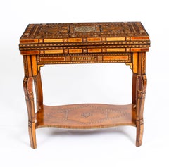 Early 20th Century Syrian Damascus Inlaid Card, Chess, Backgammon, Games Table