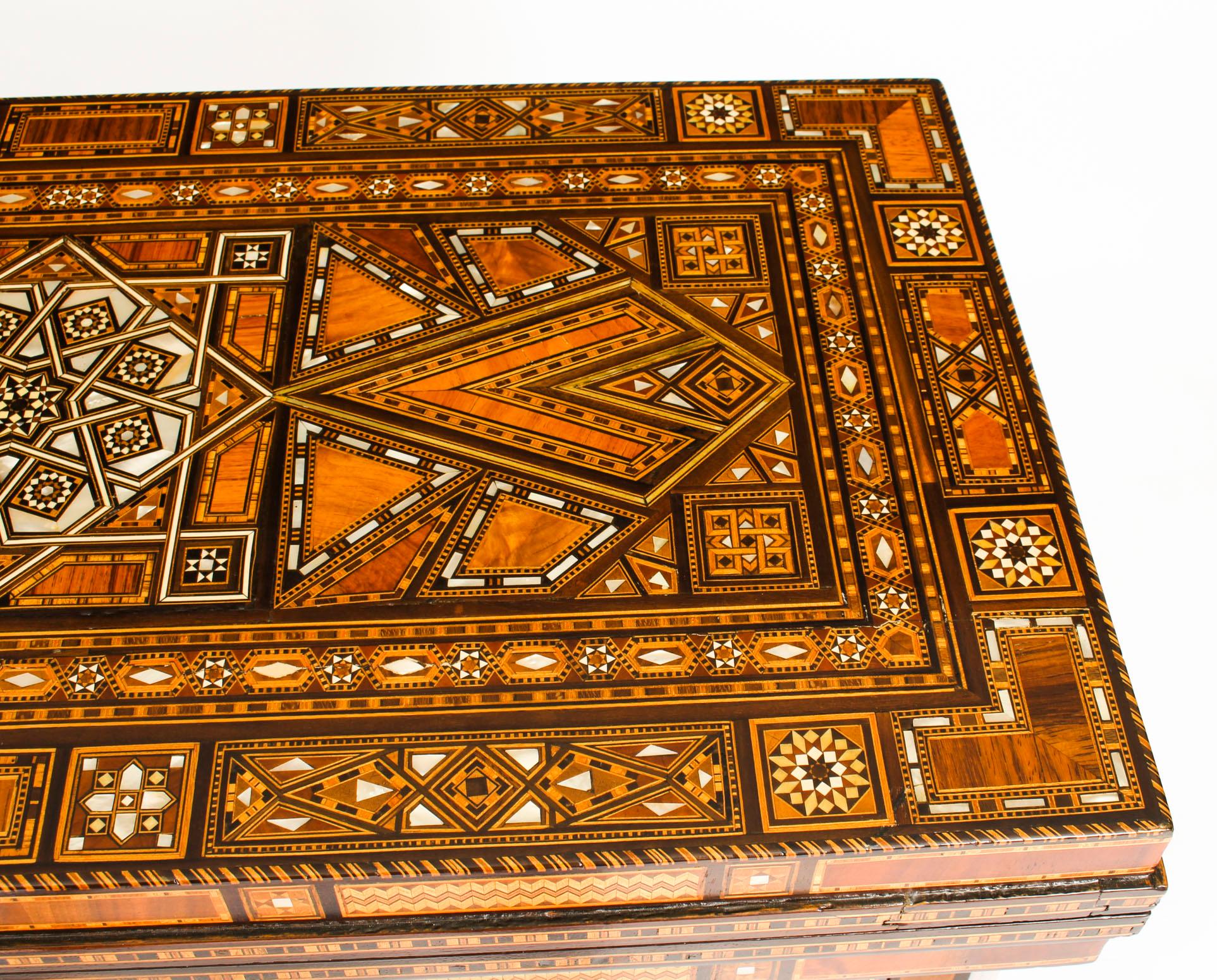 Early 20th Century Syrian Damascus Inlaid Card, Chess, Backgammon, Games Table 2