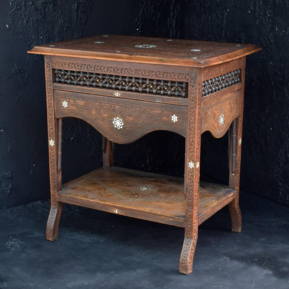 Hand-Carved Early 20th Century Syrian Folding Side Table
