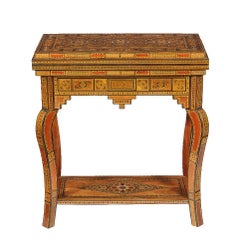 Early 20th Century Syrian Inlaid Card Games Backgammon Chess Table
