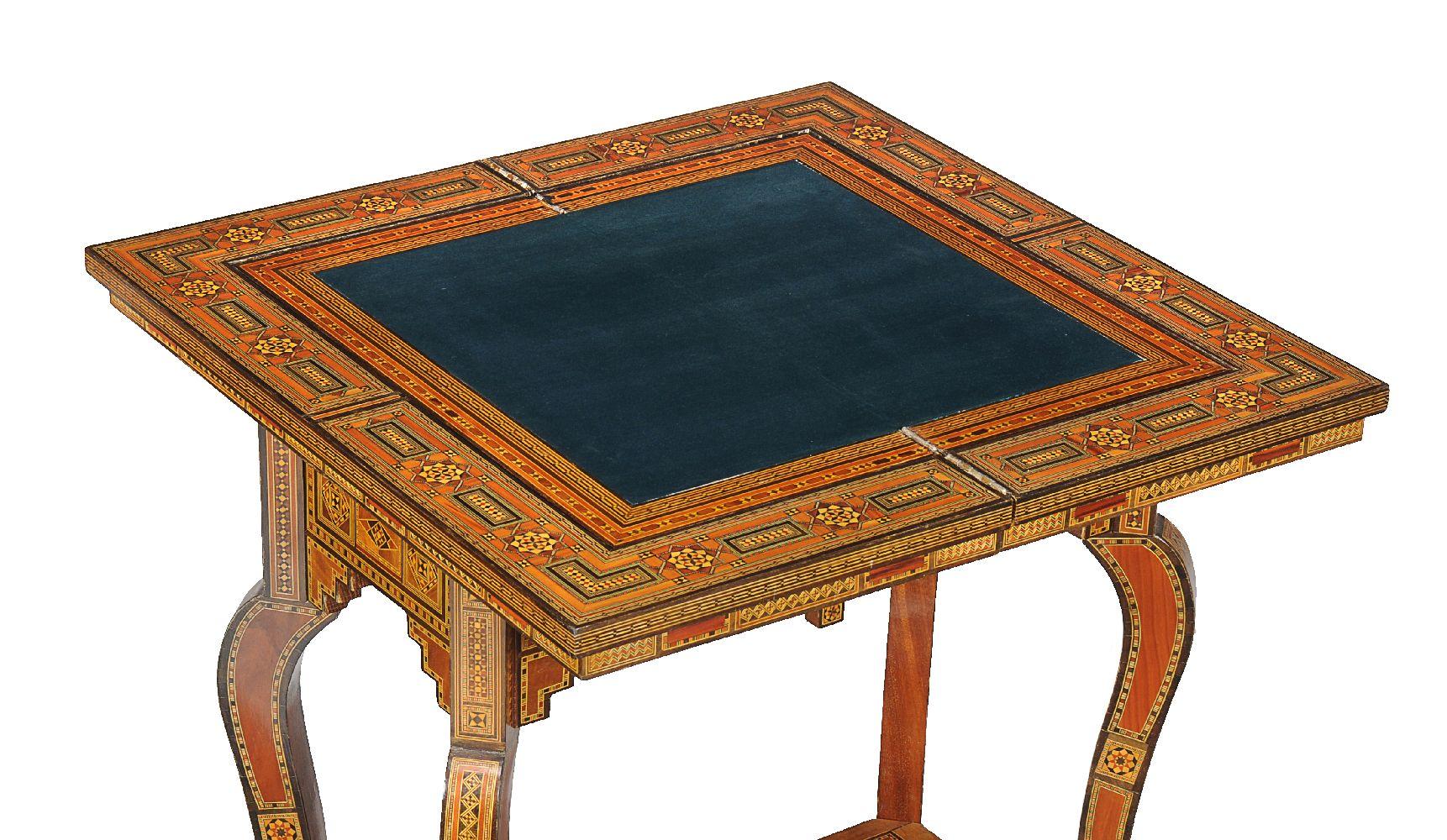 Early 20th Century Syrian Inlaid Card Games Backgammon Chess Table 2