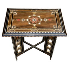 Early 20th Century Syrian Marquetry Inlay Alhambra Doors Occasional Table