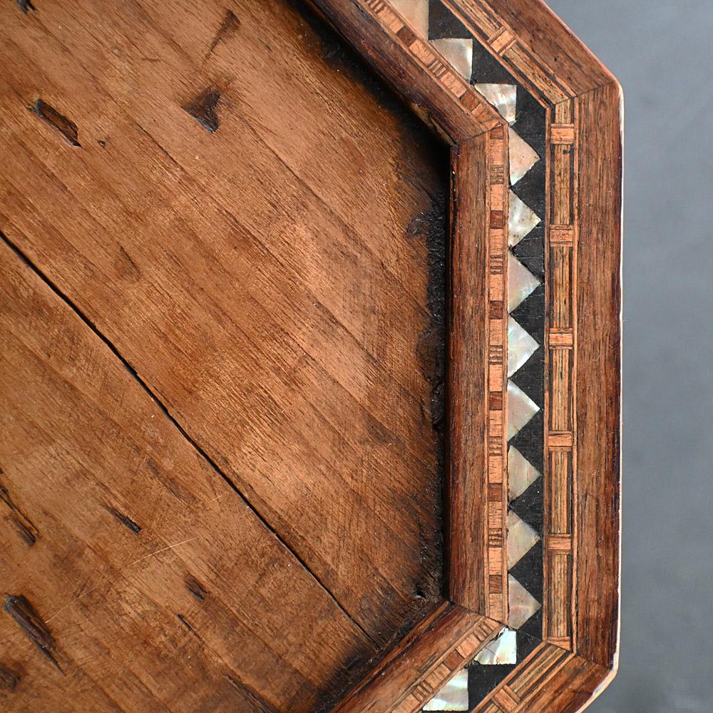 Wood Early 20th Century Syrian Moorish Inlaid Liberty Octagonal Sewing Table