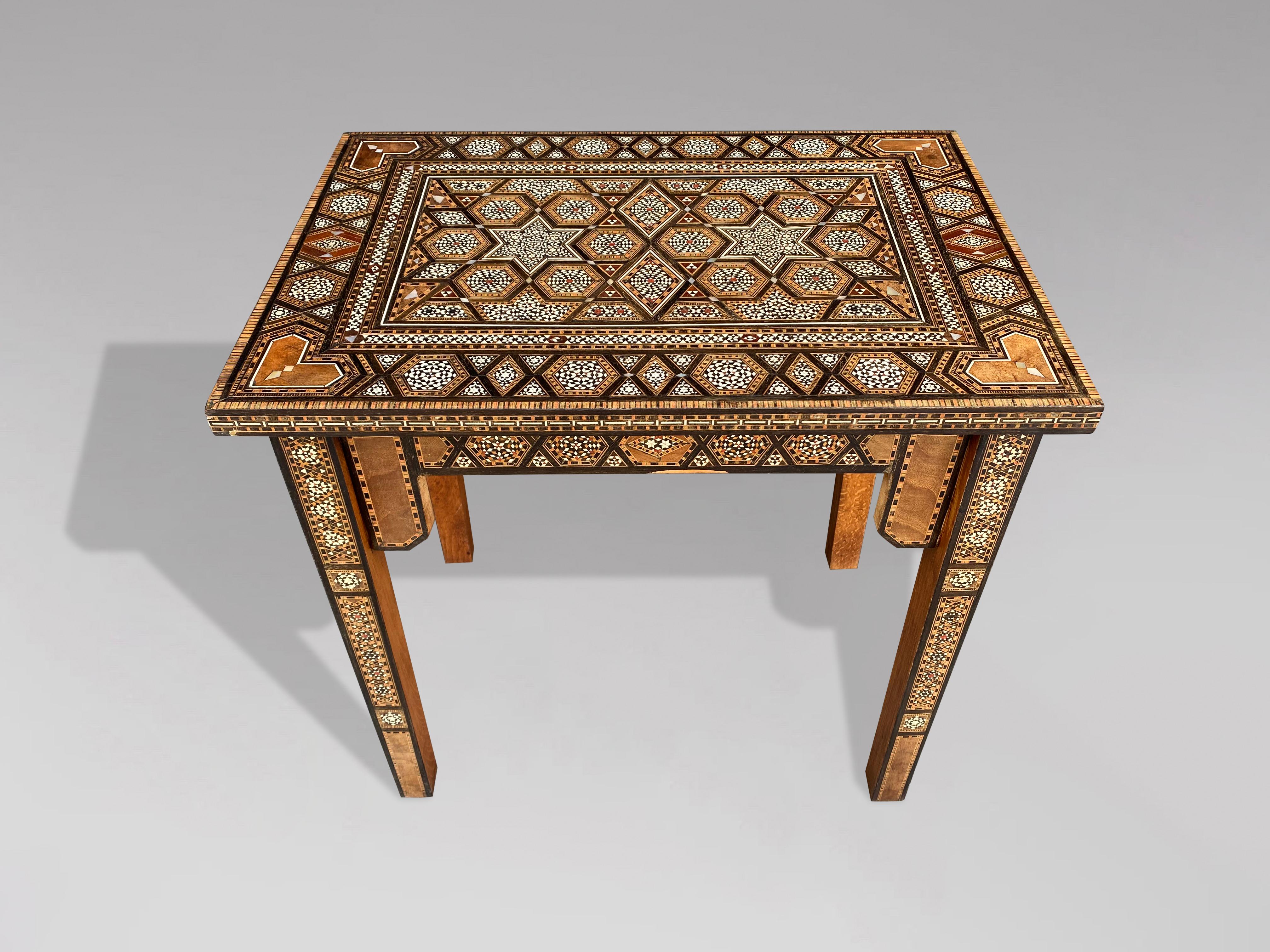 Moorish Early 20th Century Syrian Walnut & Inlay Occasional Table For Sale