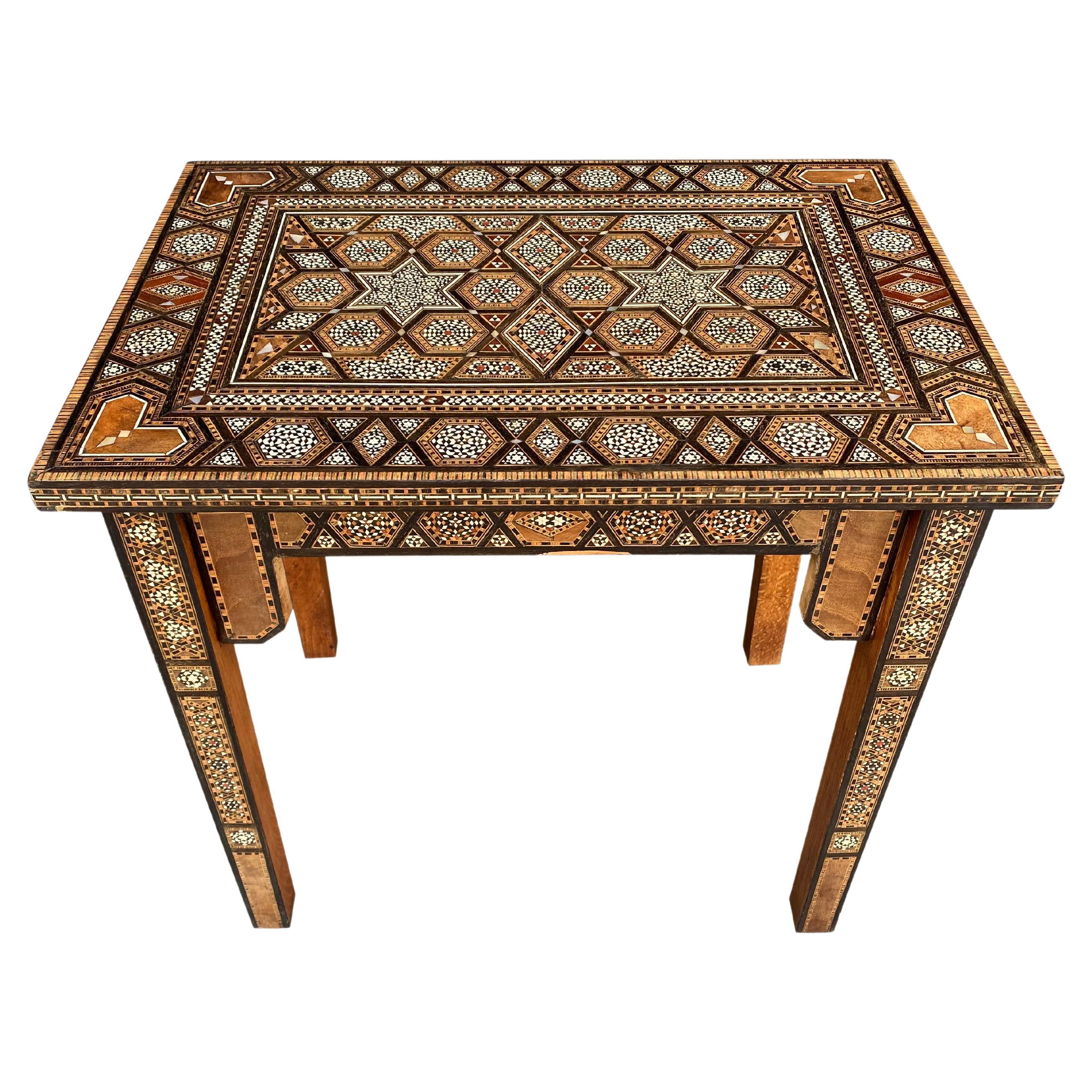 Early 20th Century Syrian Walnut & Inlay Occasional Table For Sale