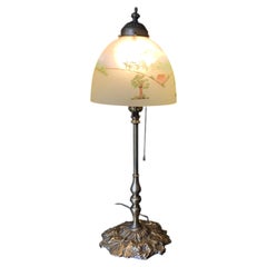 Early 20th Century Table Lamp with Hand Painted Shade