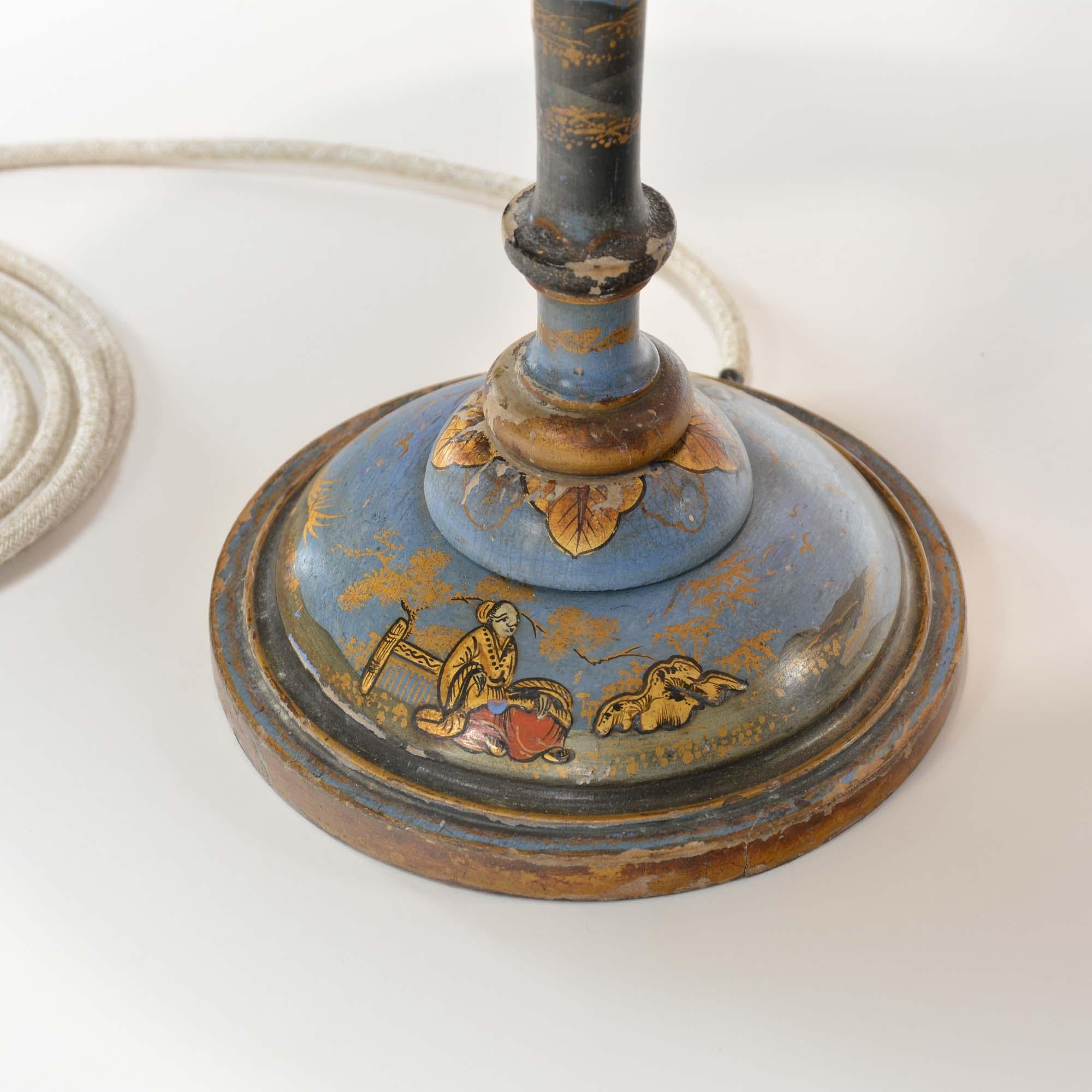 Große blaue Chinoiserie-Lampe des frühen 20. Jahrhunderts im Zustand „Gut“ im Angebot in Castle Douglas, GB