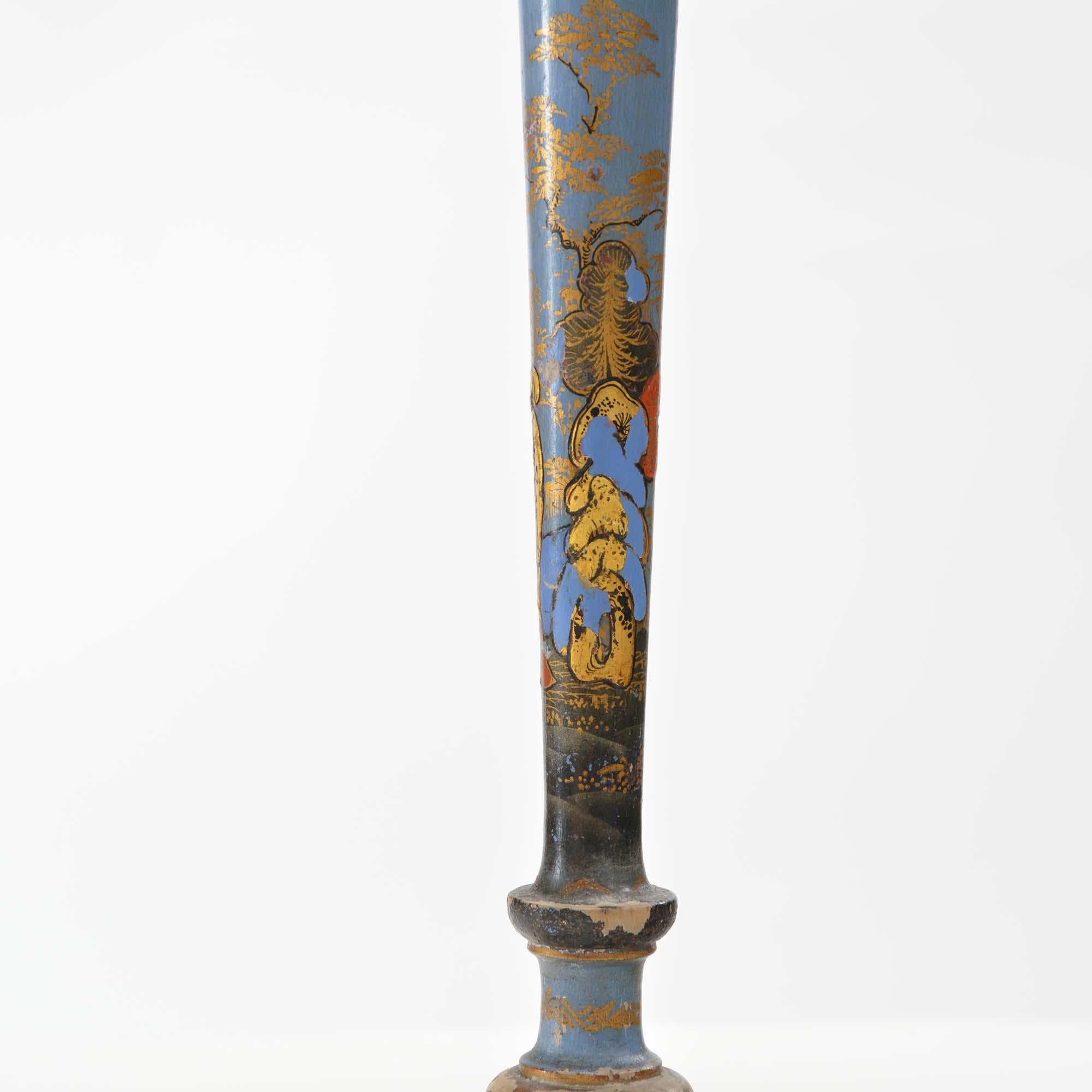 Große blaue Chinoiserie-Lampe des frühen 20. Jahrhunderts im Angebot 3