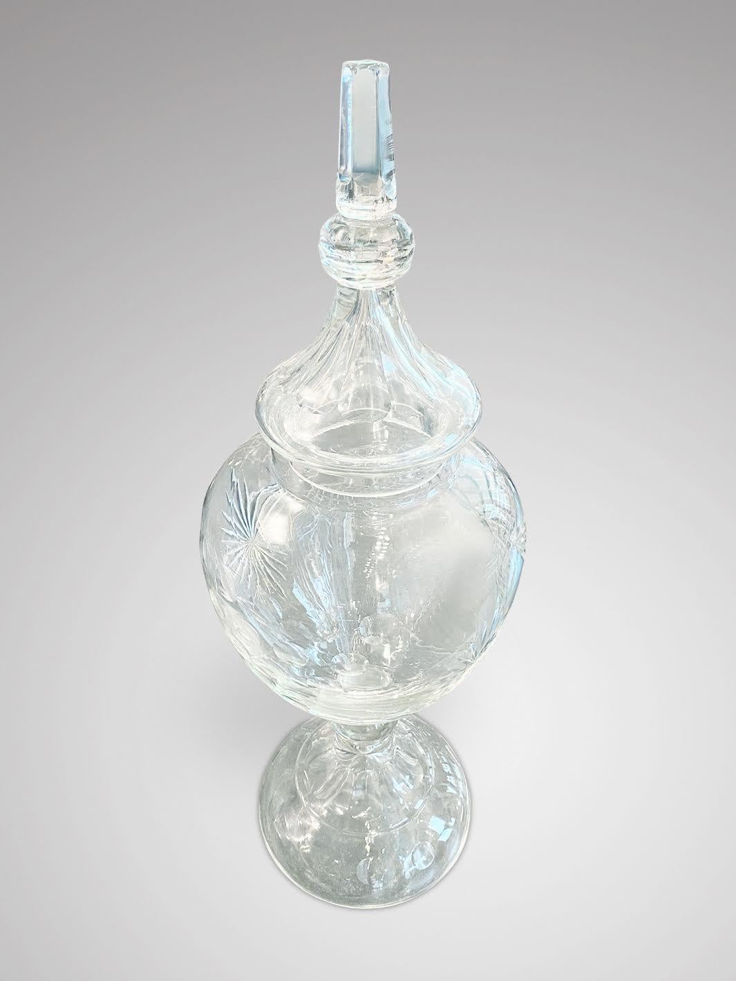 Edwardian Early 20th Century Tall Cut Glass Apothecary Vase