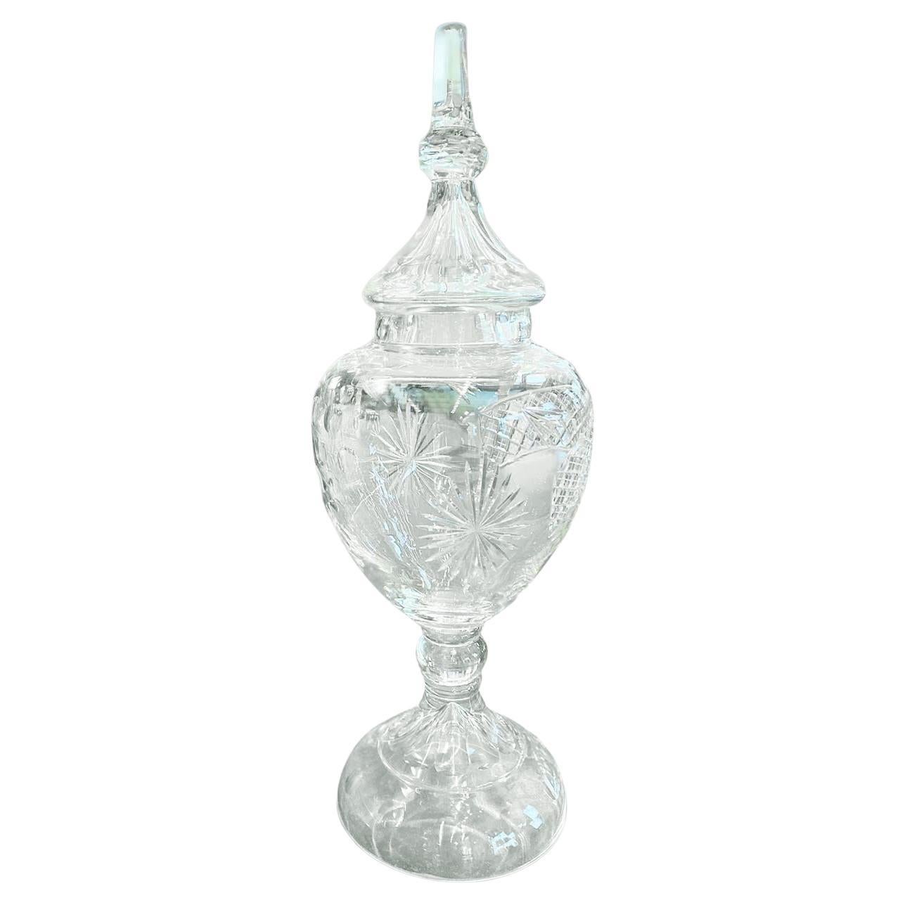Early 20th Century Tall Cut Glass Apothecary Vase