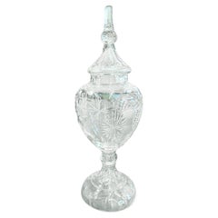 Grand vase d'apothicaire en verre taillé du début du XXe siècle