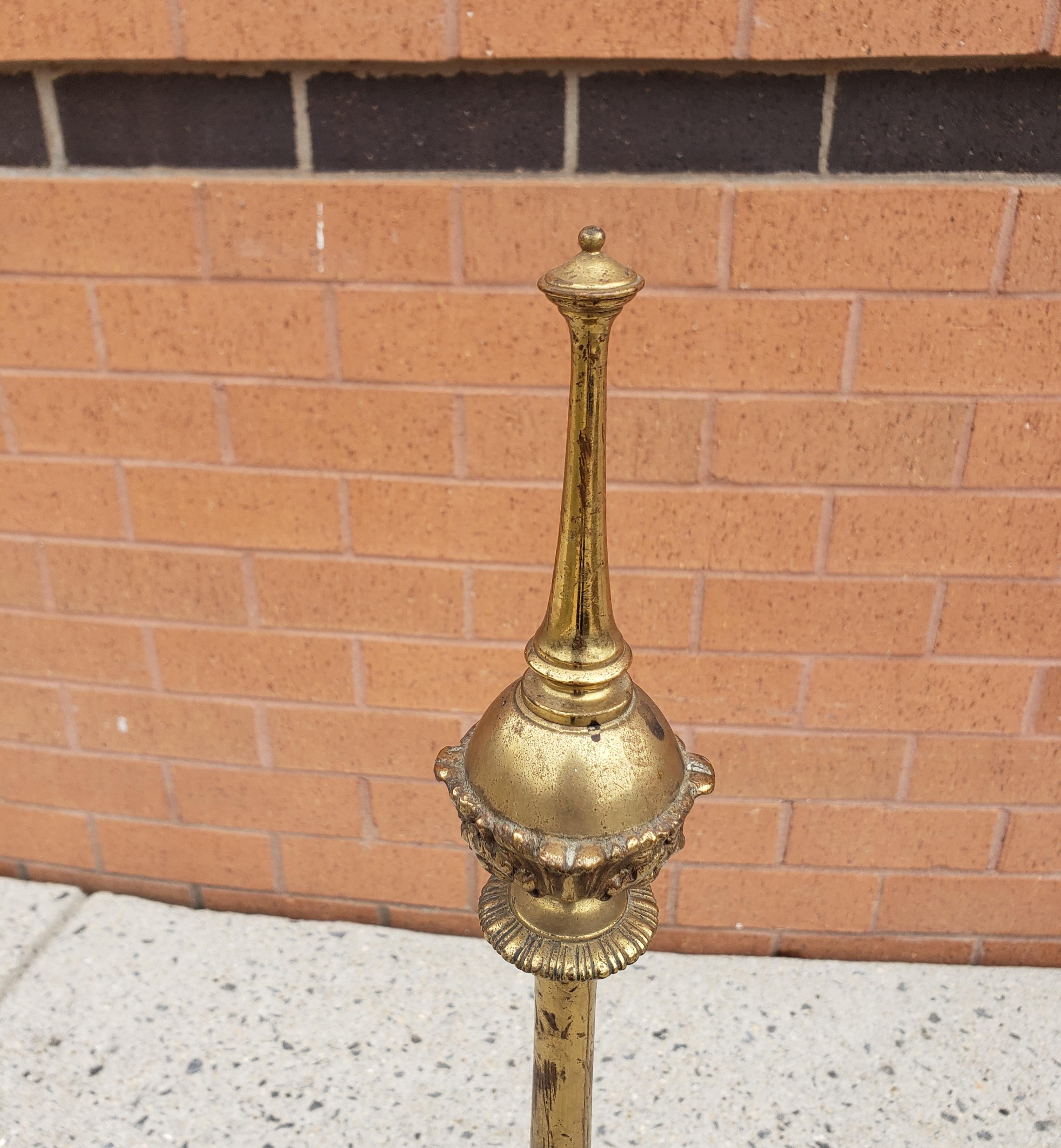 Early 20th Century Tall French Empire Brass and Iron Andirons, Pair In Good Condition For Sale In Germantown, MD