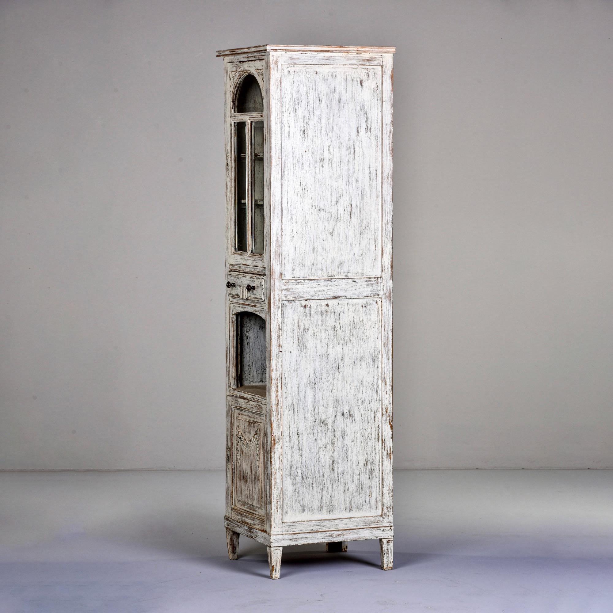 Early 20th Century Tall Narrow French Oak Cabinet with White Paint 2