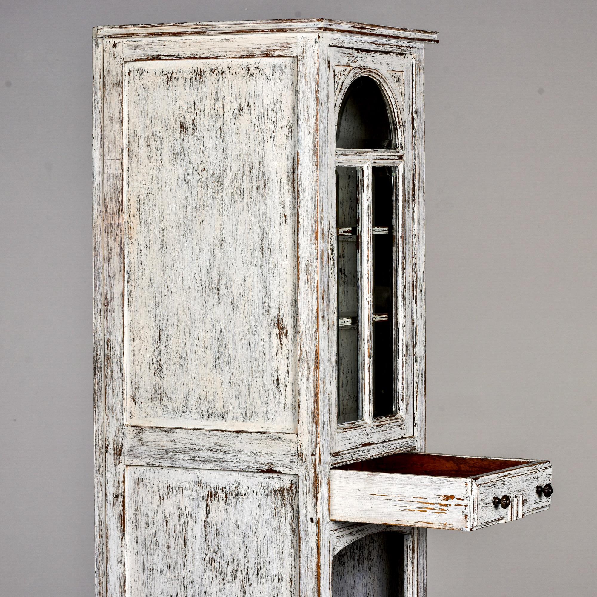 Early 20th Century Tall Narrow French Oak Cabinet with White Paint 4