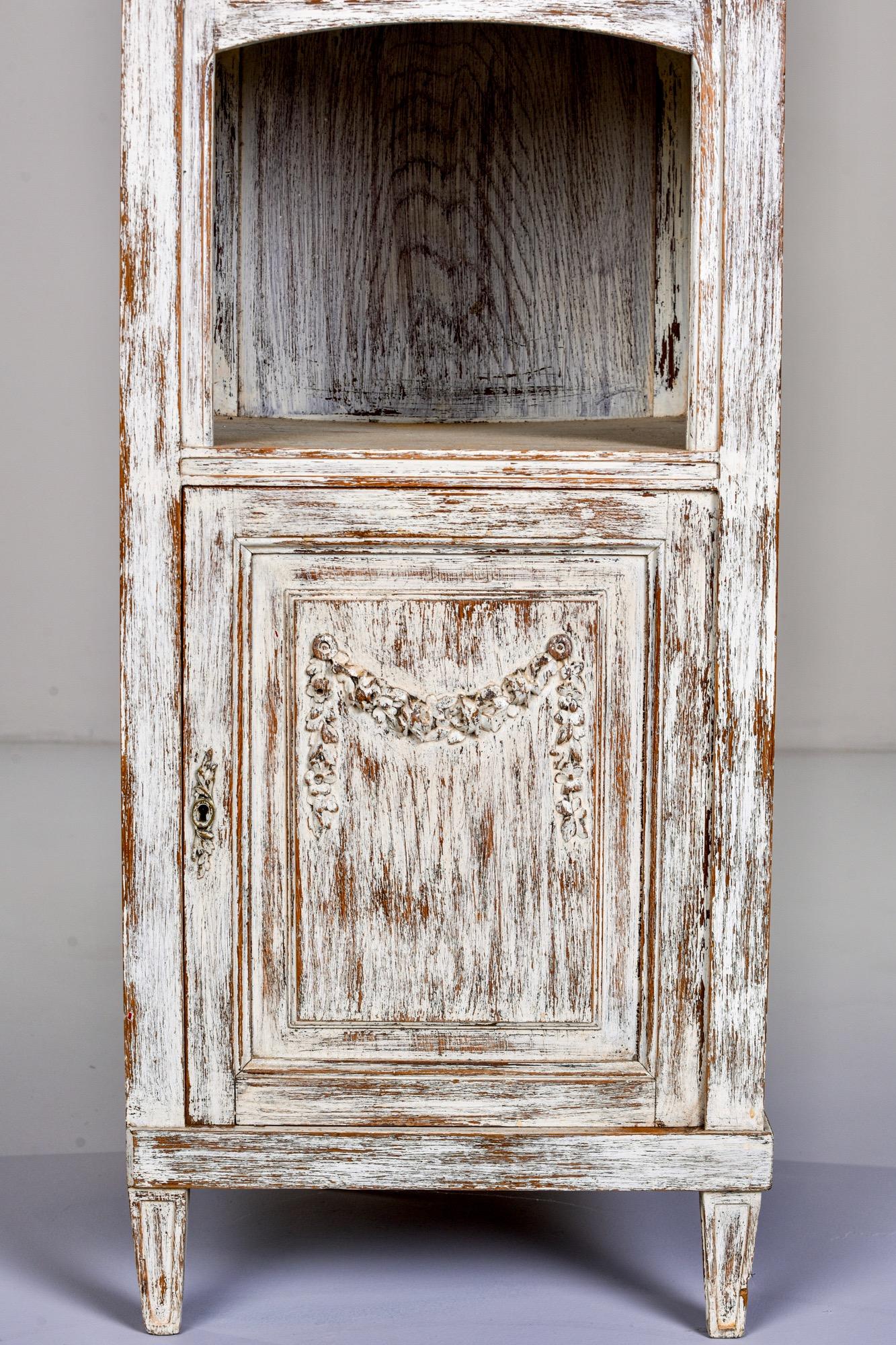 Early 20th Century Tall Narrow French Oak Cabinet with White Paint at