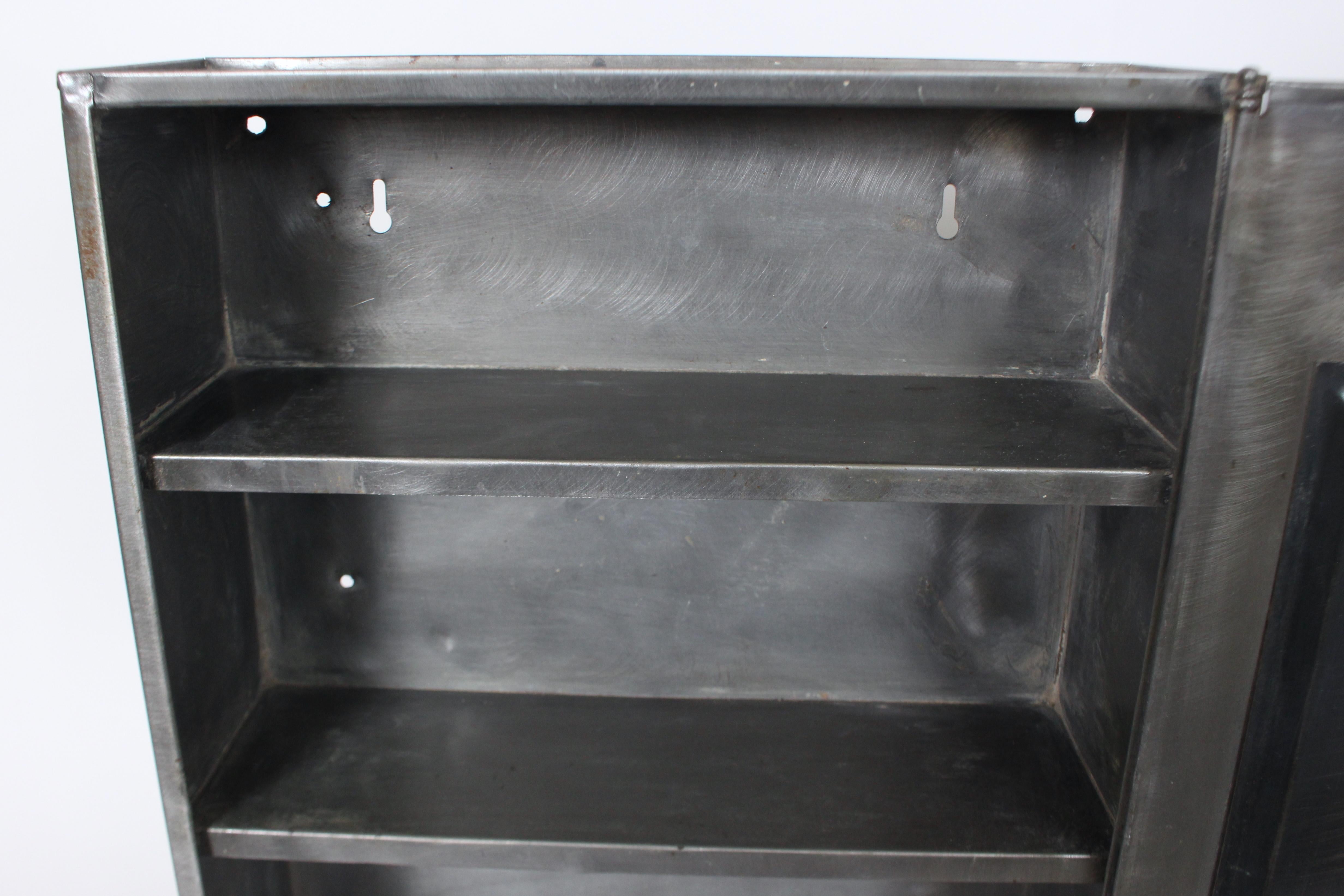 Early 20th Century Tall Steel & Glass Medicine Cabinet For Sale 5