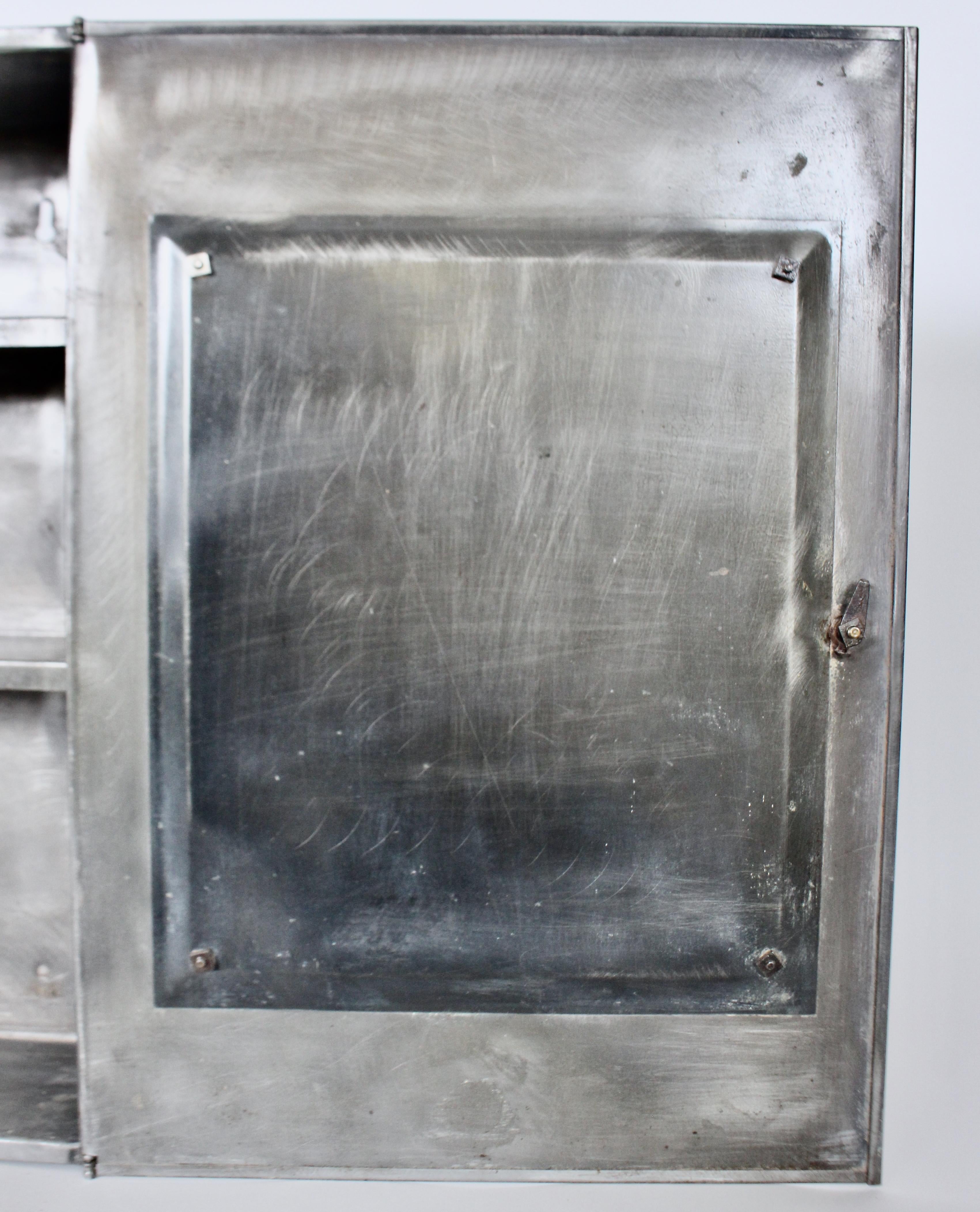 Early 20th Century Tall Steel & Glass Medicine Cabinet For Sale 6