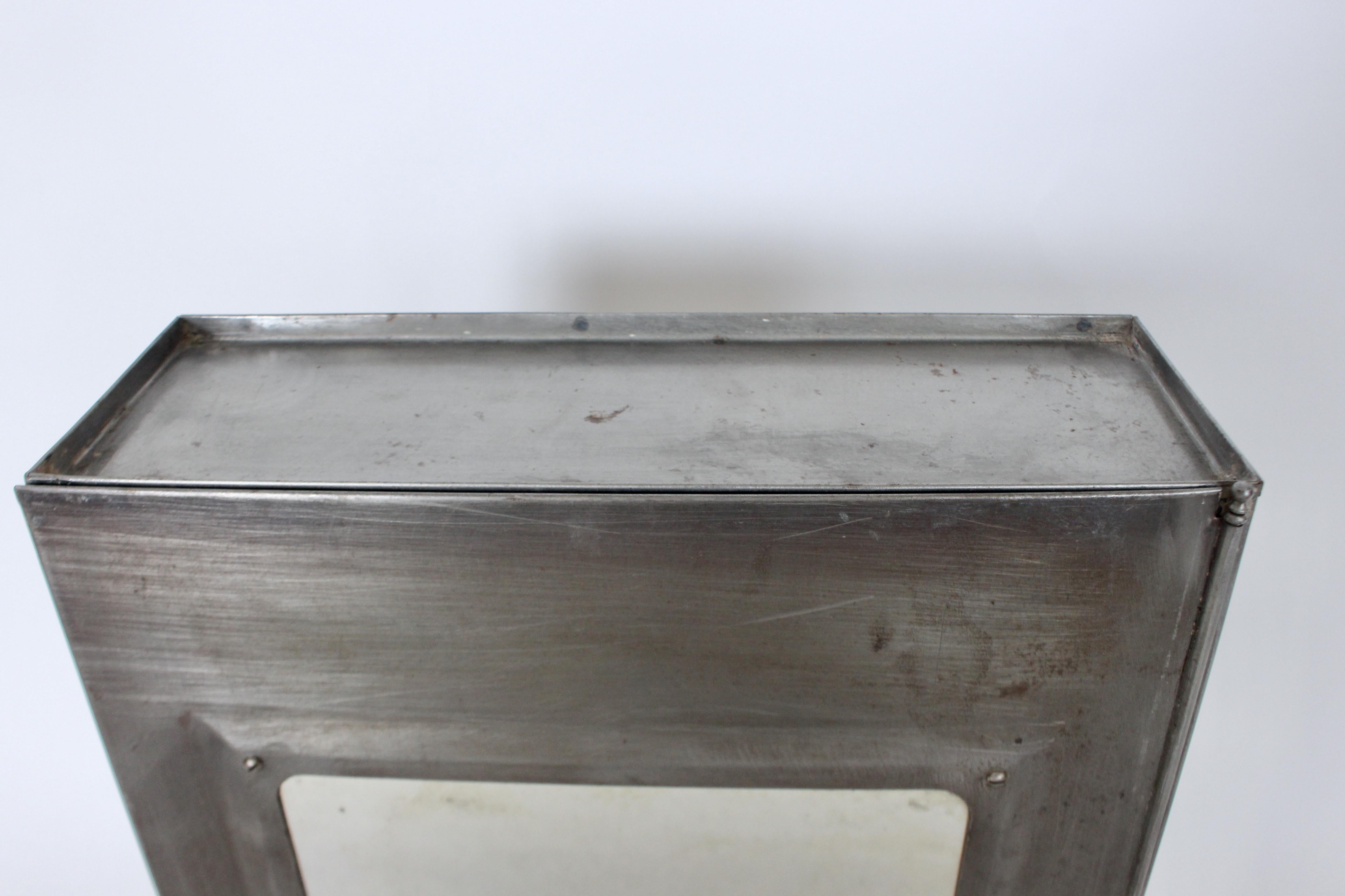 Early 20th Century Tall Steel & Glass Medicine Cabinet For Sale 7