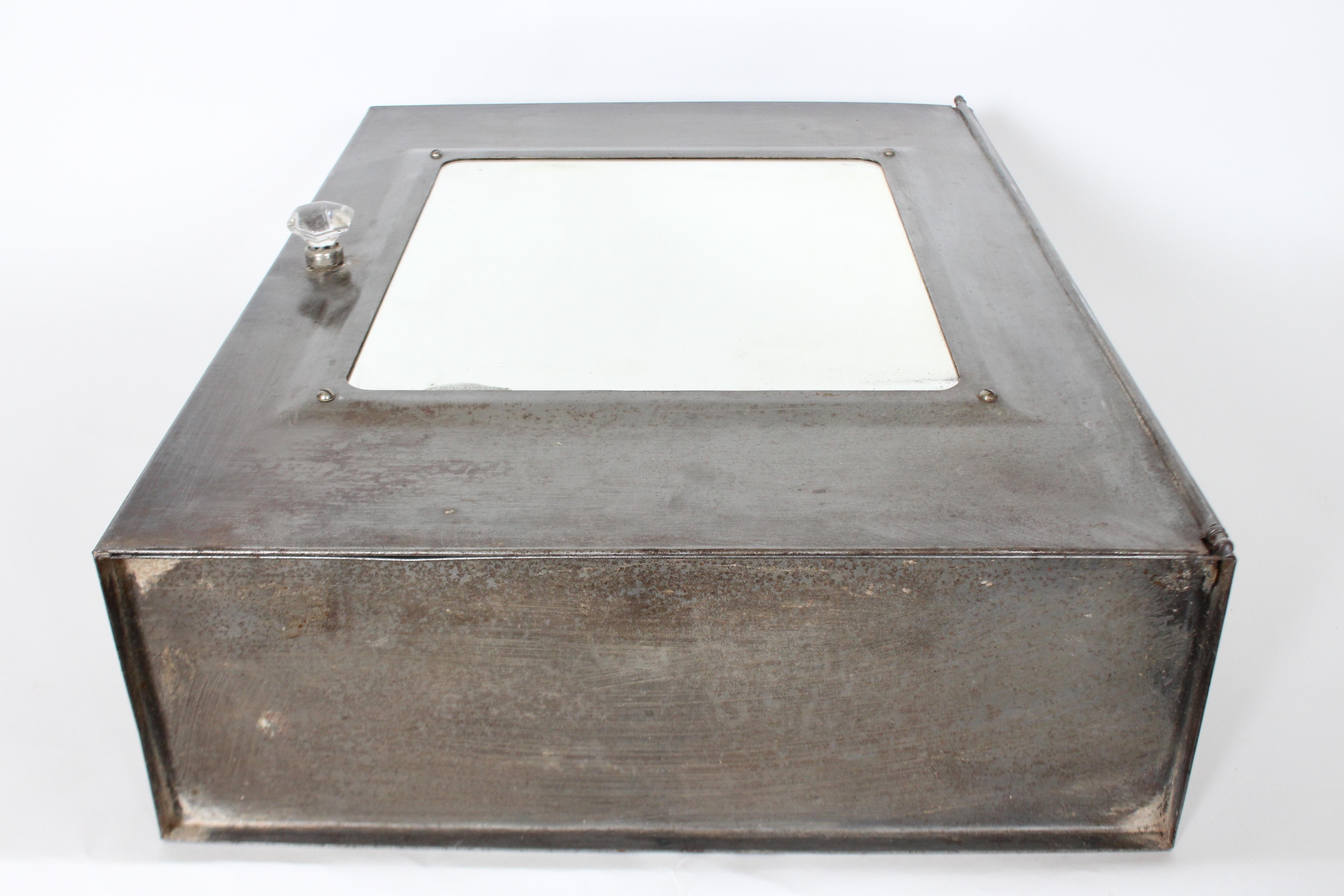 Early 20th Century Tall Steel & Glass Medicine Cabinet For Sale 13