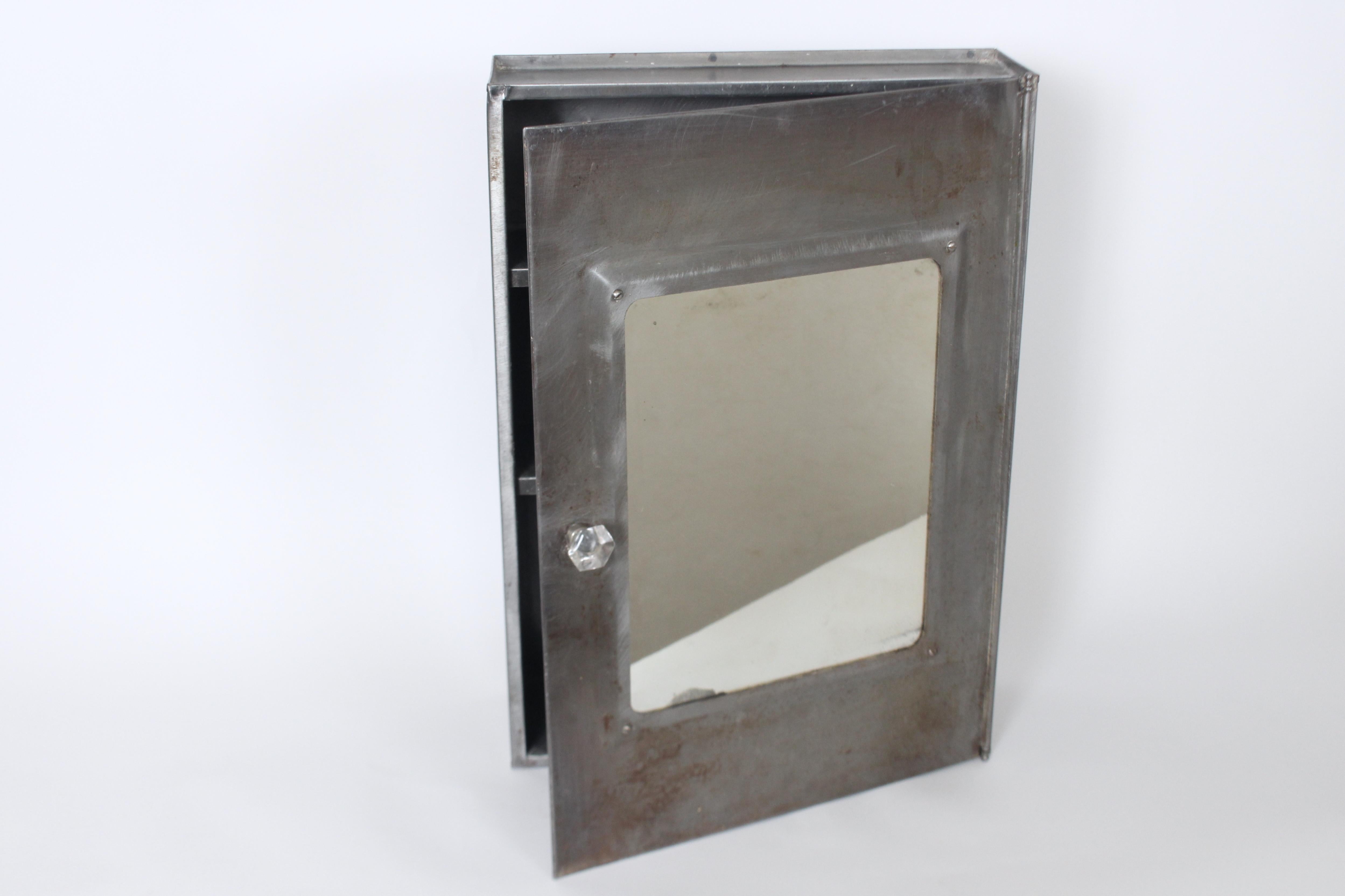 Early 20th Century Tall Steel & Glass Medicine Cabinet For Sale 14
