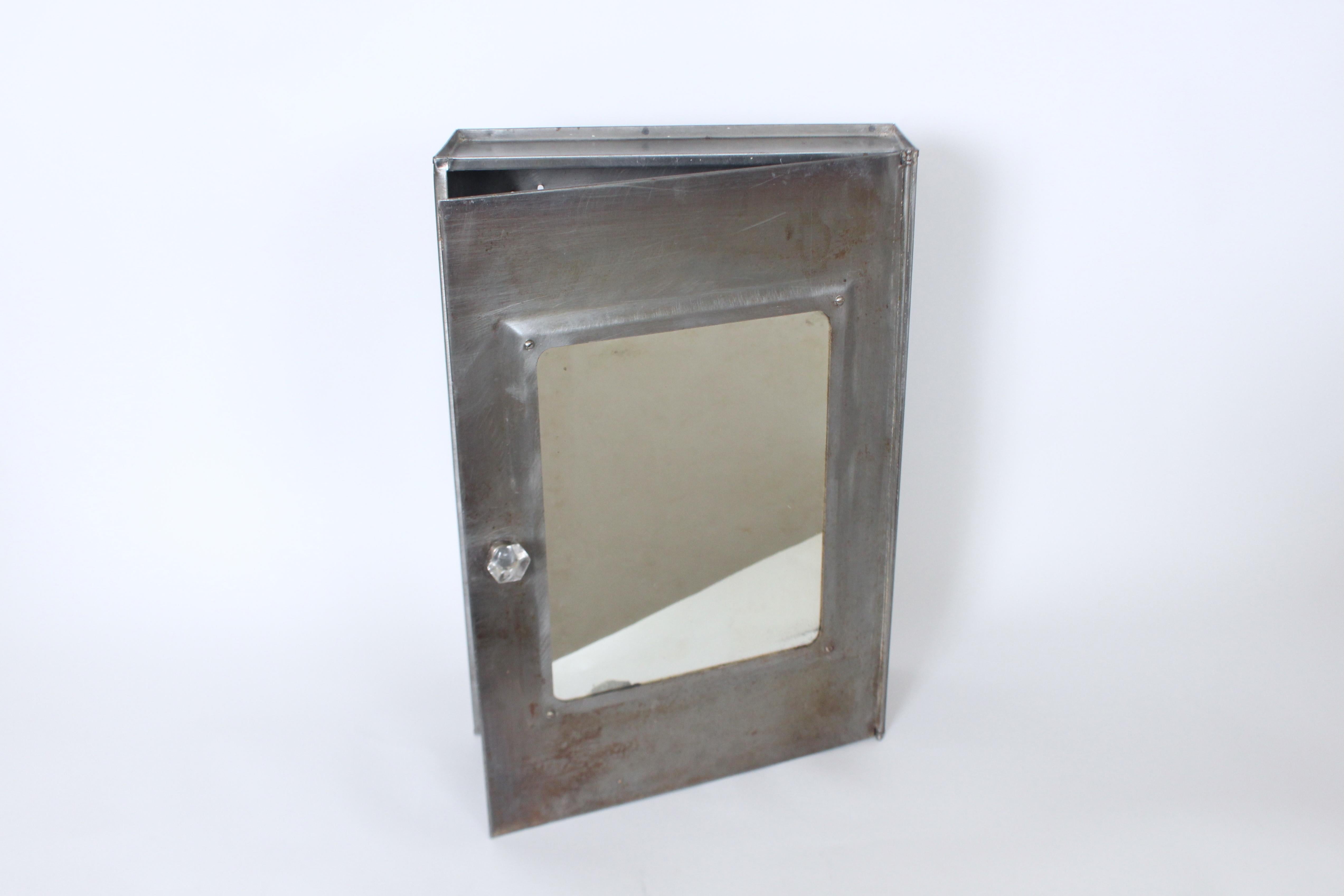 Industrial Early 20th Century Tall Steel & Glass Medicine Cabinet For Sale